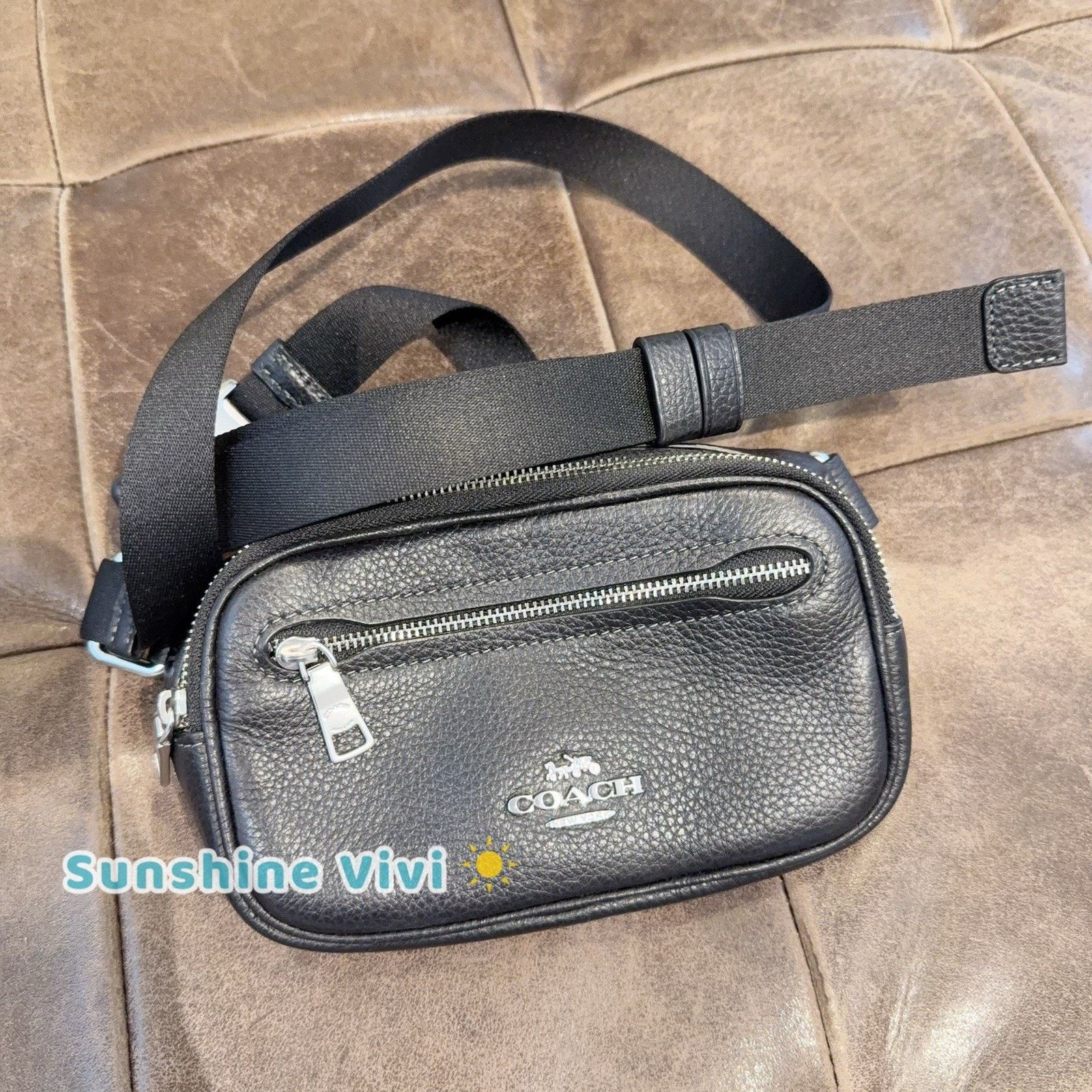 NWT COACH Men Elias Mini Belt Leather Crossbody CR190 Black