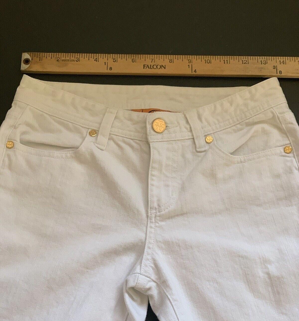 Tory Burch Tory Burch Womens Mid Rise Straight Cropped Jeans White Size 42" / US 20 - 6 Thumbnail