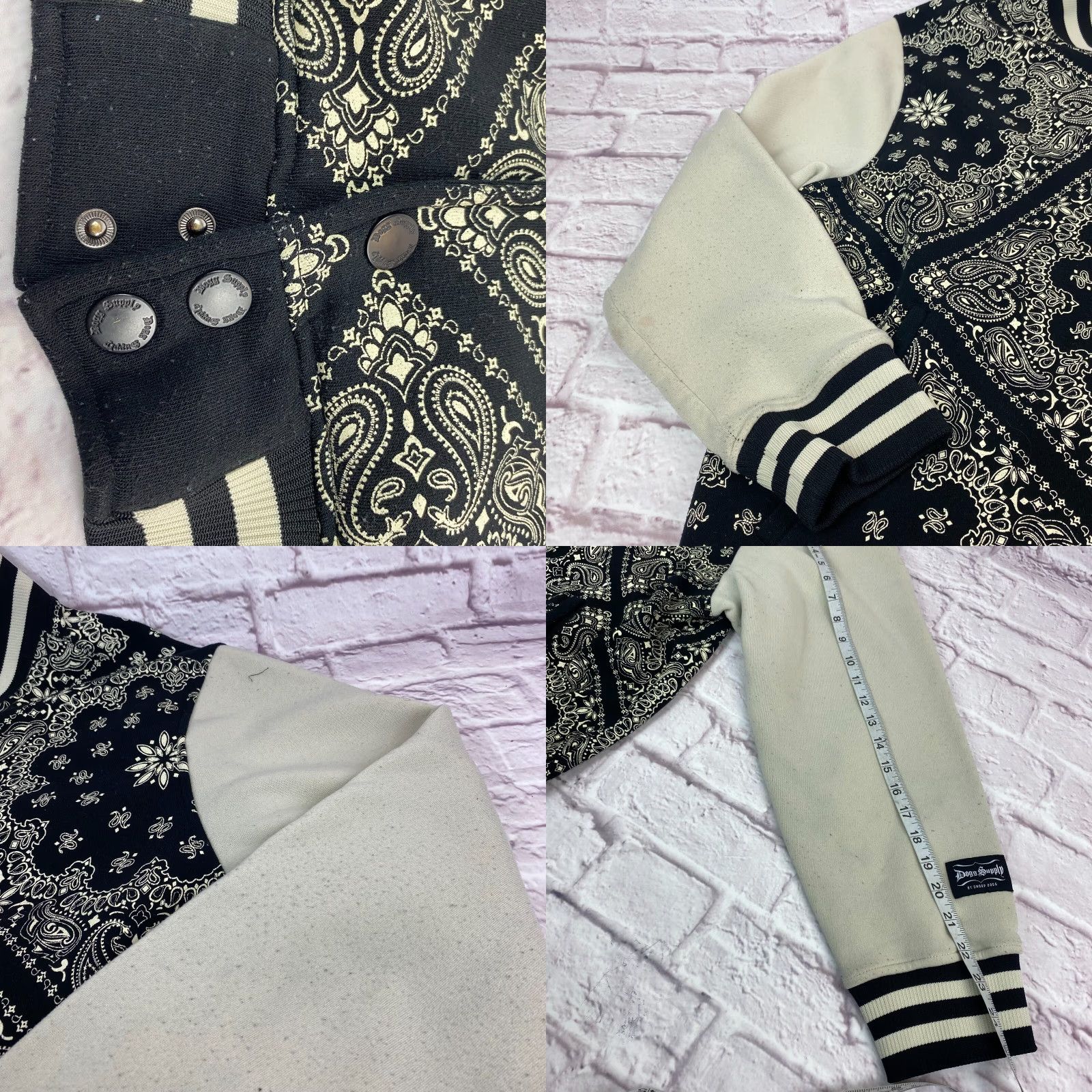 Vintage Dogg Supply by Snoop Dogg Mens Varsity Jacket 3XL Paisley Fleece Snaps Black Chest 50 in Mens Regular Jacket Size US XXL / EU 58 / 5 - 9 Thumbnail