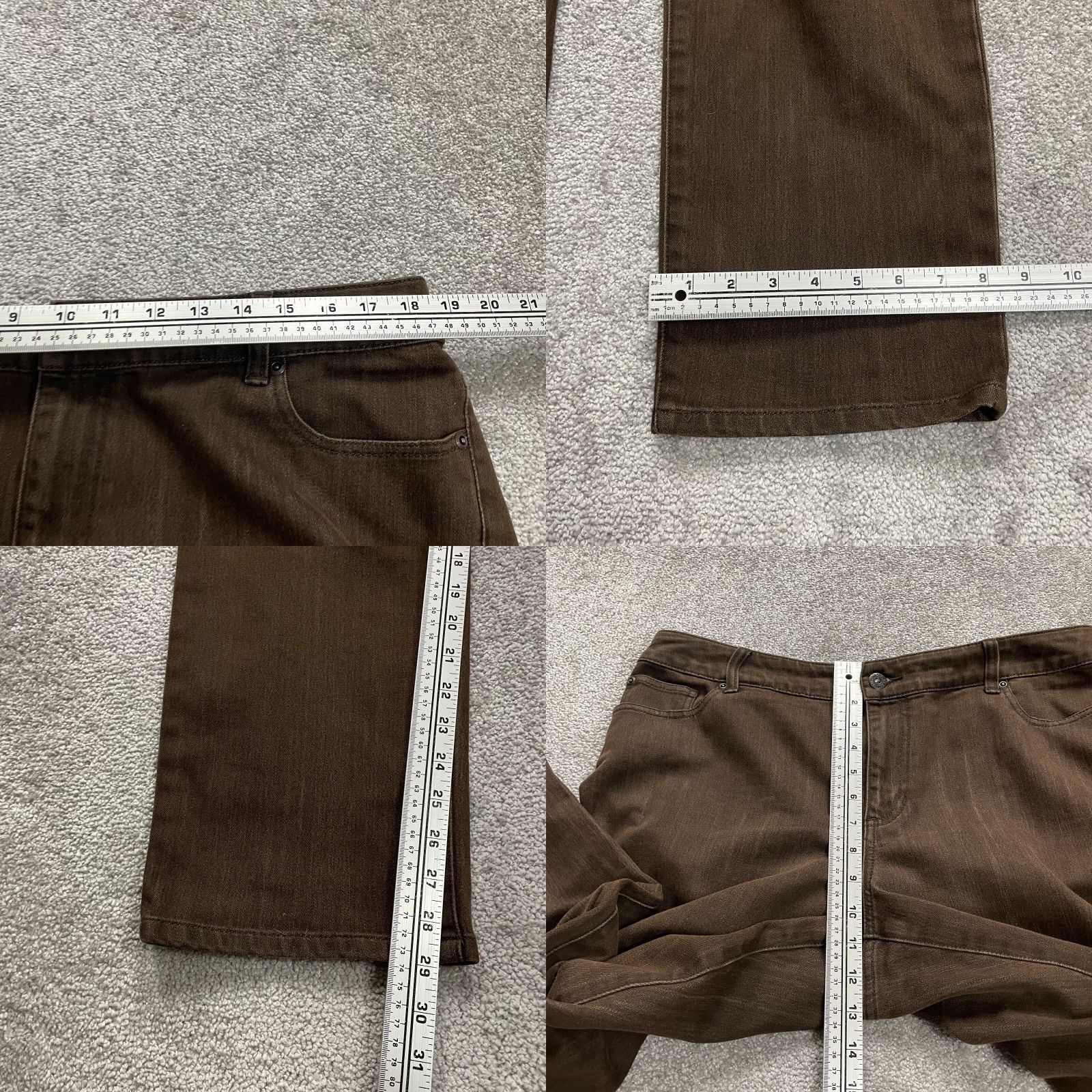 Vintage Chico's Jeans Womens 2.55 Brown Cotton Denim 37x29 Straight 5-Pocket Regular Large Brown Chico's Comfort Size 28" / US 6 / IT 42 - 8 Thumbnail