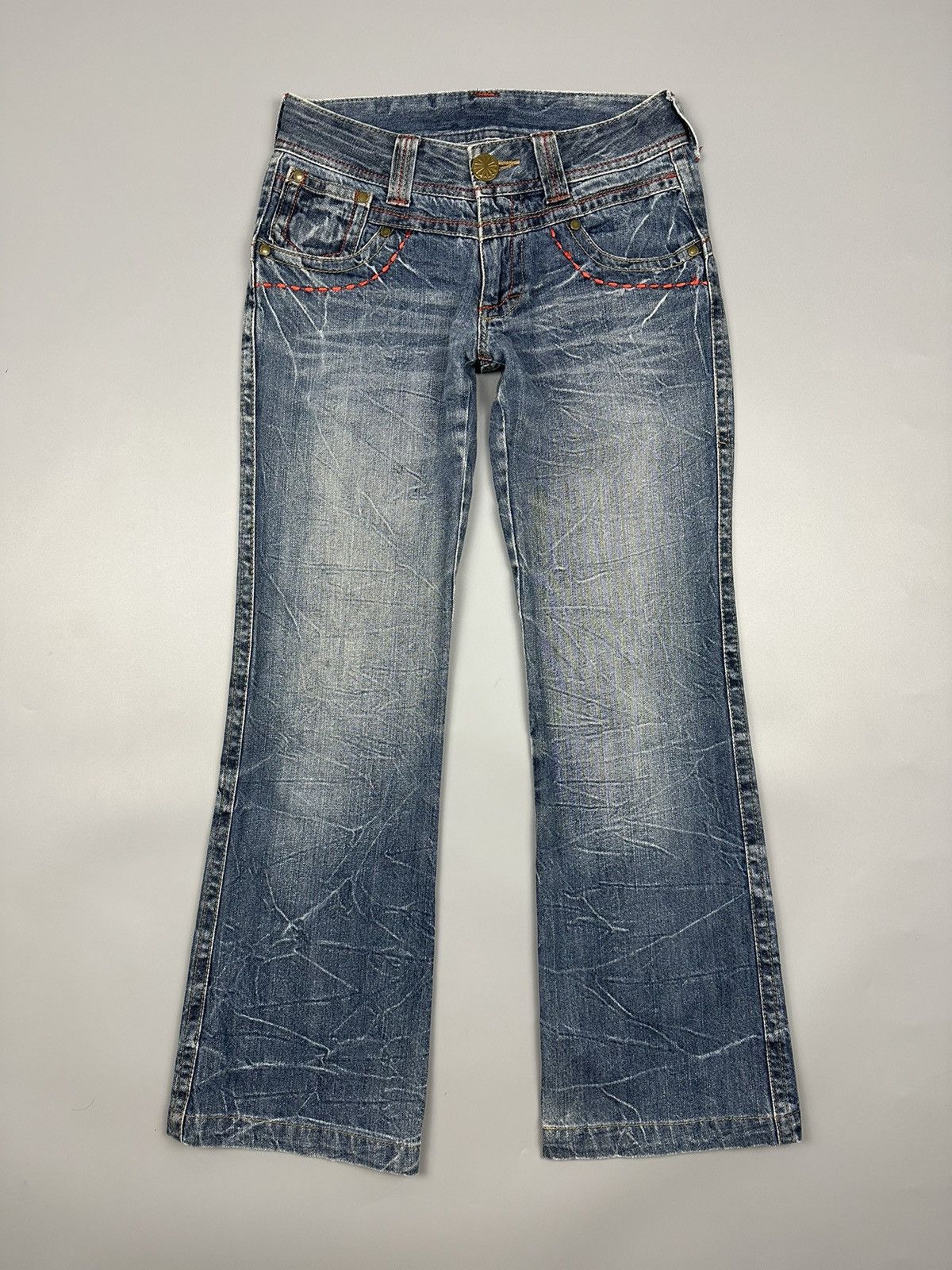 Japanese Style Embroidered Flared Jeans