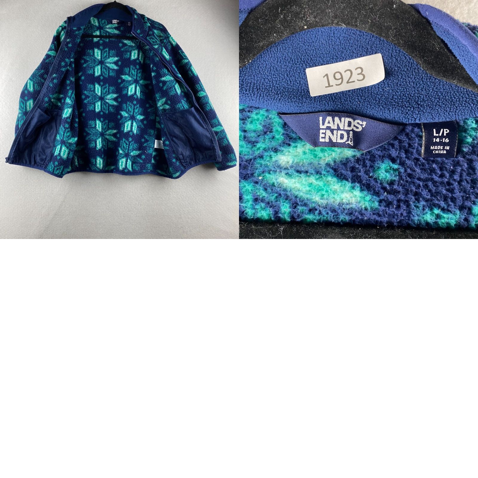 Lands' End Lands End Womens Large L Blue Full Zip Sweater Snowflake Aztec Pattern Shirt Size L / US 10 / IT 46 - 10 Thumbnail