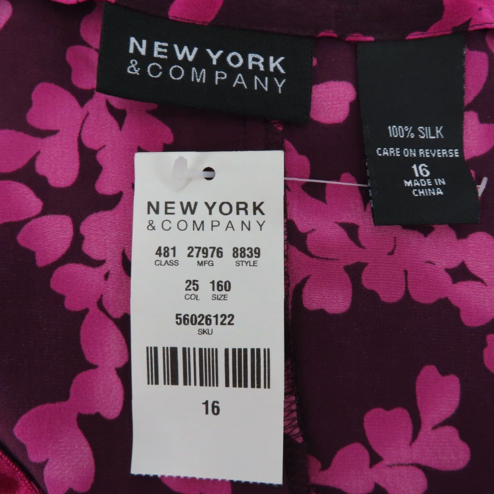 Vintage **Womens New York & Company 16 Zip Pink Silk Leaf Print Skirt** User: **New York & Company Womens 16 Zip Pink Silk Leaf Print Skirt** Size 38" / US 16 / IT 52 - 6 Thumbnail