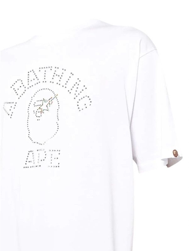 Bape White BAPE Rhinestone College T-Shirt | Size S Size US S / EU 44-46 / 1 - 2 Thumbnail