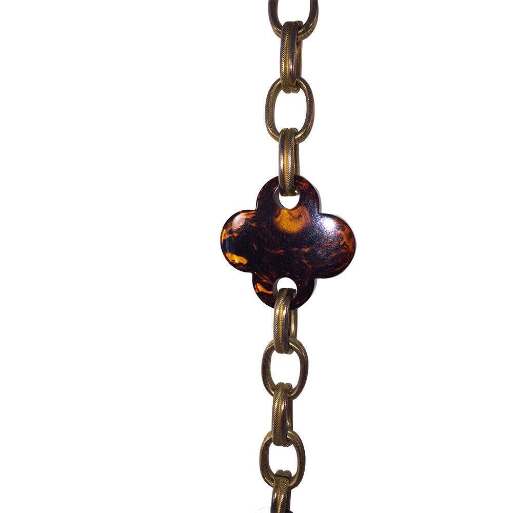 Yves Saint Laurent Saint Laurent Simulate Tortoise Shell Lucite Clover Necklace Size ONE SIZE - 3 Thumbnail