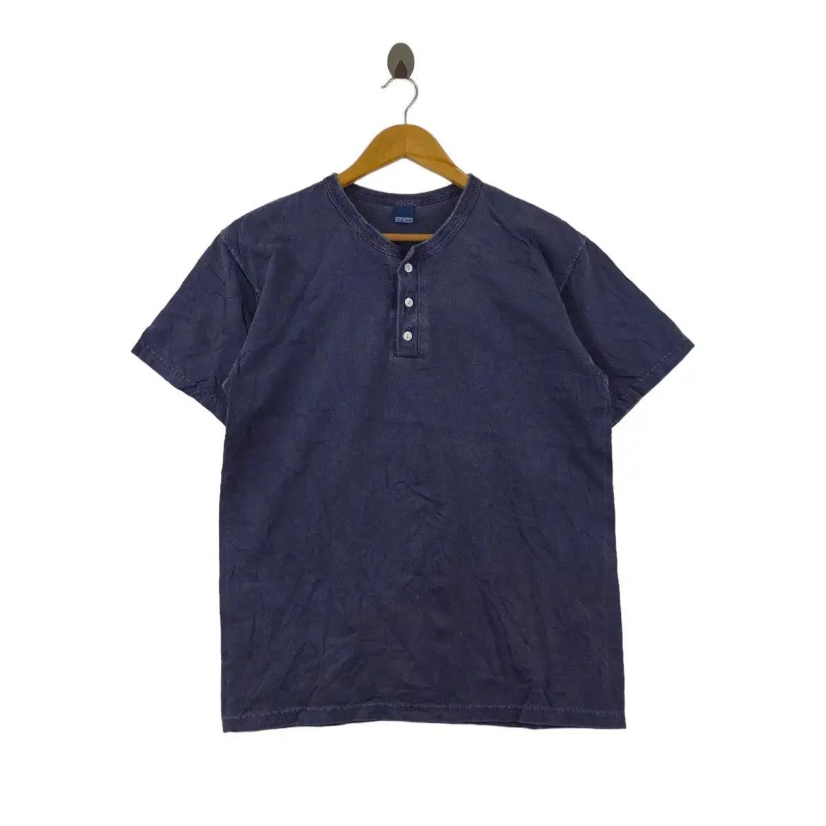 Vintage Vintage GOOD ON JAPAN Pure Natural Indigo Henley Tee Shirt Size US M / EU 48-50 / 2 - 1 Thumbnail