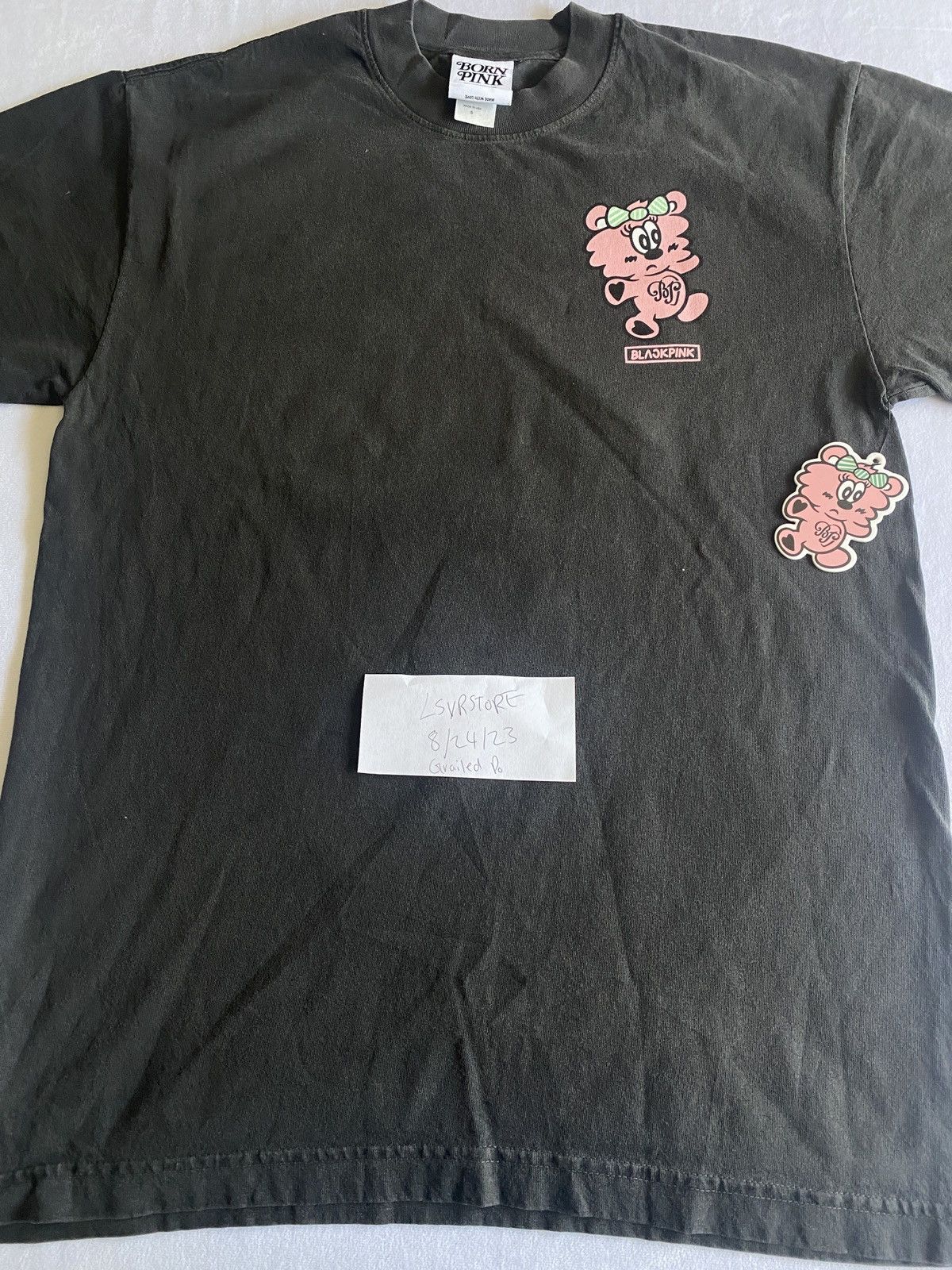 Streetwear Blackpink X Verdy Born Pink Plush Tee Black Small