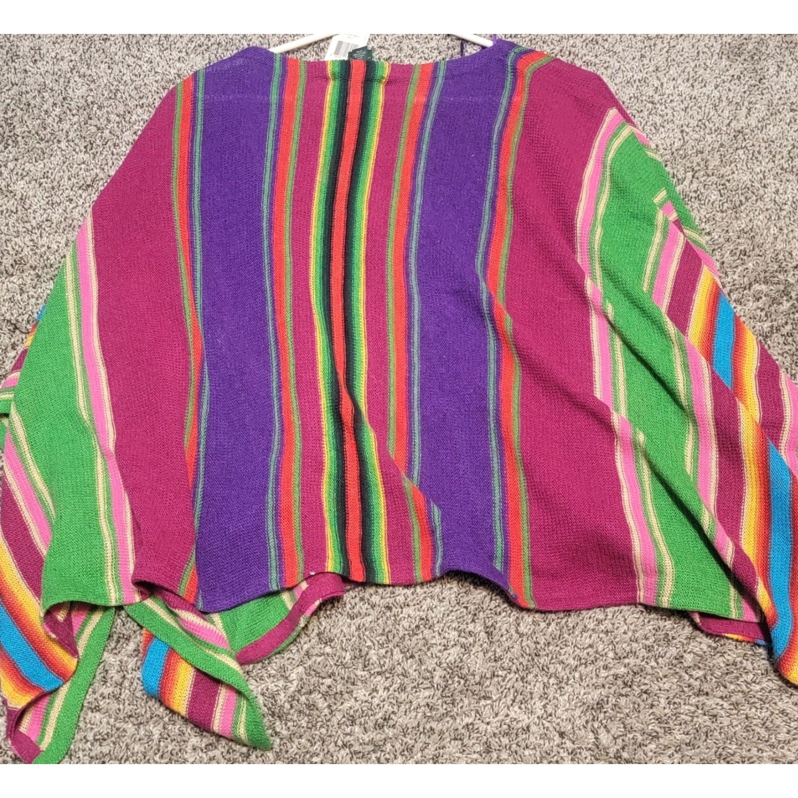 Ralph Lauren VINTAGE Ralph Lauren Rainbow Striped Linen Oversized Poncho Vibrant Fashion NEW Size S / US 4 / IT 40 - 2 Thumbnail