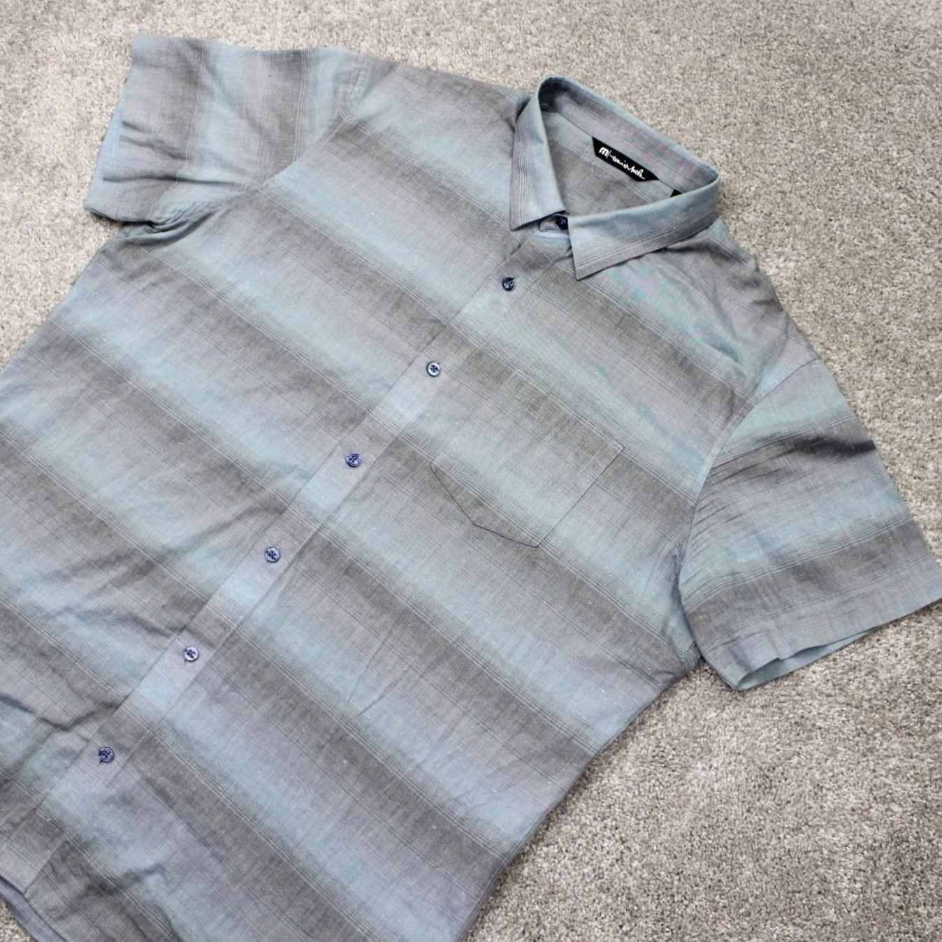 TravisMathew Travis Mathew Shirt Mens XL Blue/Gray Gradient Cotton/Polyester S/S Button Up Shirt Size US XL / EU 56 / 4 - 3 Thumbnail