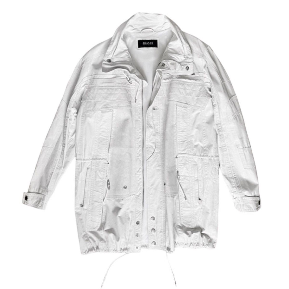 image of Gucci x Tom Ford Nappa Leather Laced&perforated Moto Parka White, Men's (Size Large)