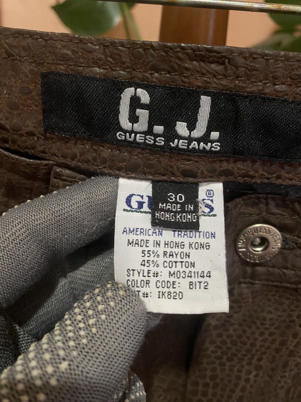 Guess Vintage Guess Jeans G.J. Croc Embossed Brown Pants Size 28" / US 6 / IT 42 - 5 Thumbnail