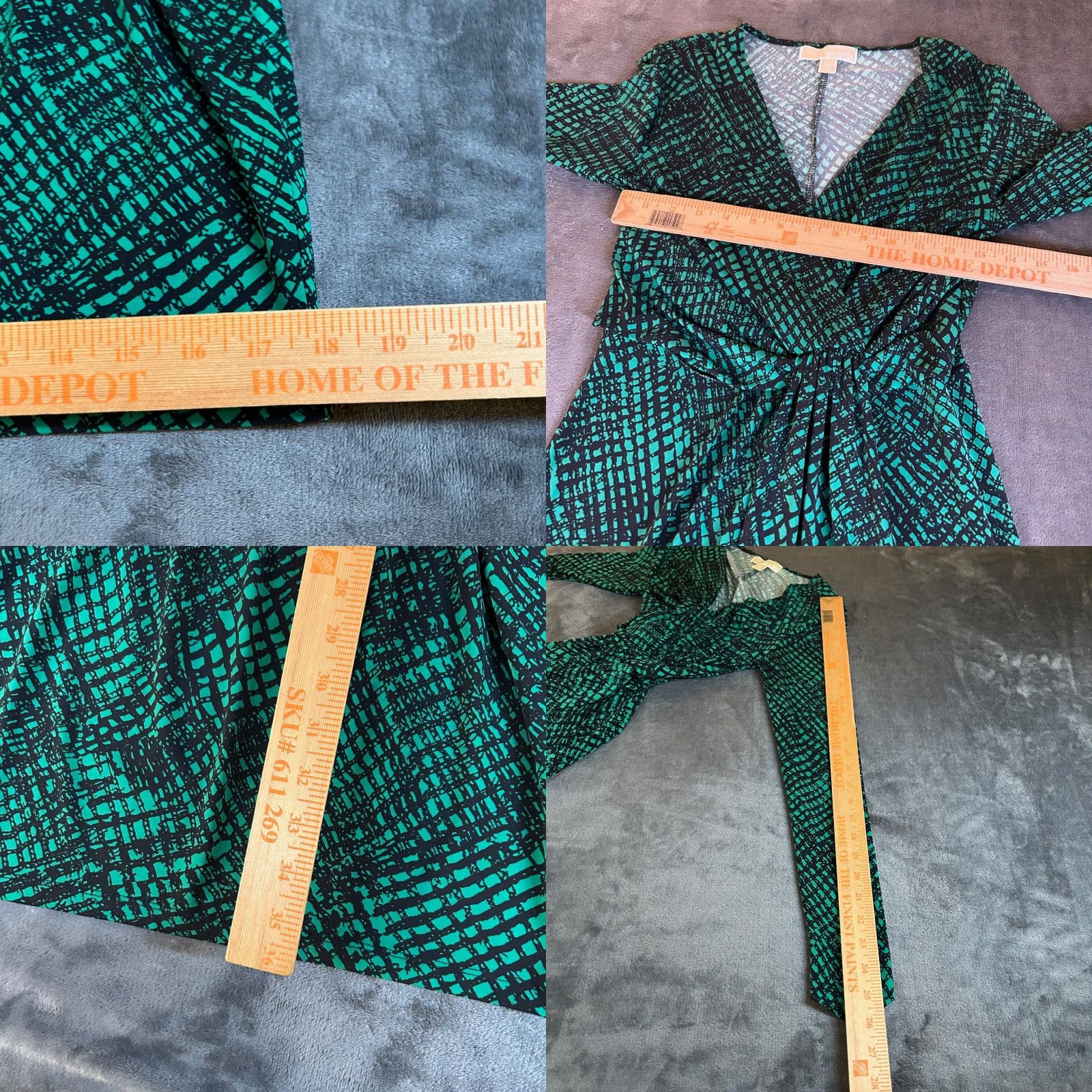 Michael Kors VINTAGE: Michael Kors Faux Wrap Dress Womens Extra Small XS Green Black Print Long Sleeve Size XS / US 0-2 / IT 36-38 - 8 Thumbnail
