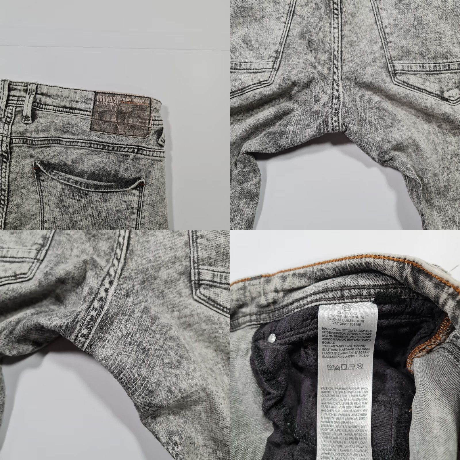 Denime Angelo Litrico Urbndist Jeans Mens W31 L30 Skinny Fit Grey Stretch Denim Size US 36 / EU 52 - 8 Thumbnail