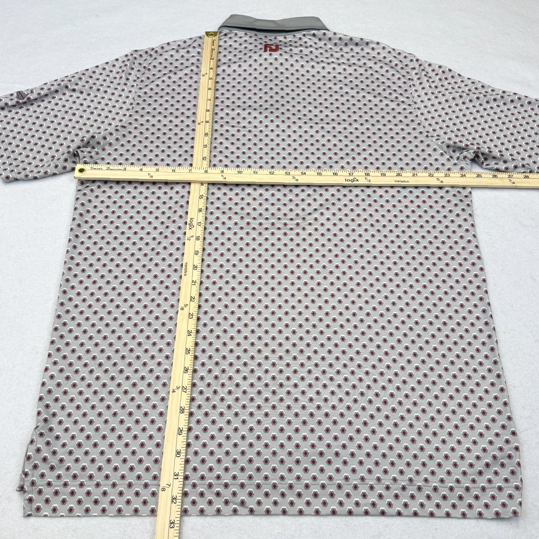 Footjoy FootJoy Polo Shirt Mens Large Gray Geometric Leaf Logo Golf Performance Size US L / EU 52-54 / 3 - 7 Thumbnail
