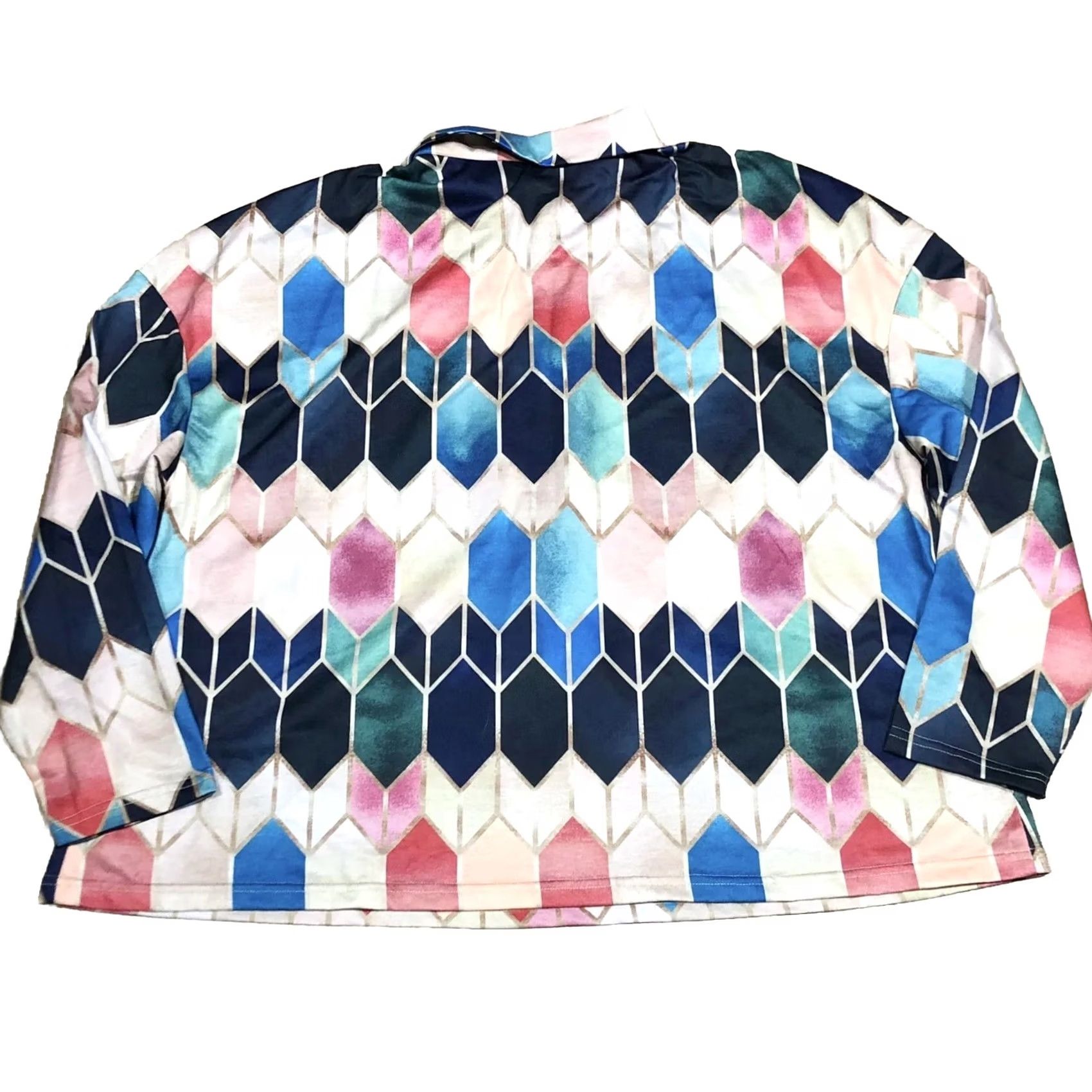 Vintage Tendency Geometric Zip Neck Pullover Top Size UK 3XL (eur56) Bnwt Womens Ladies - Print Size XXL / US 16-18 / IT 52-54 - 3 Thumbnail