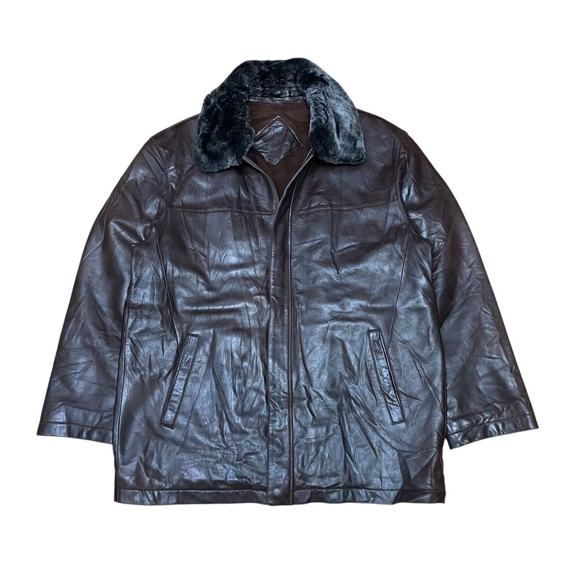 Yves Saint Laurent Vintage YSL Yves Saint Laurent Fur Collar Leather Jacket Size US L / EU 52-54 / 3 - 1 Thumbnail