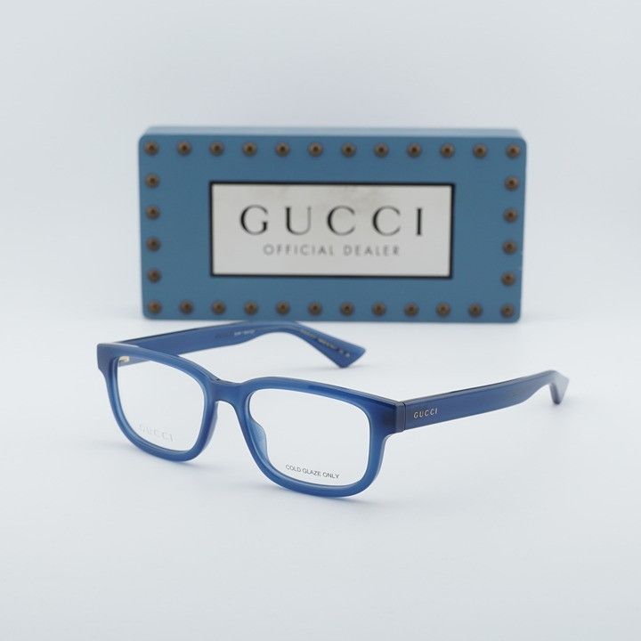 Gucci Gucci GG1584O 003 Men Eyeglasses Blue 53mm Rectangle Frame Size ONE SIZE - 1 Thumbnail