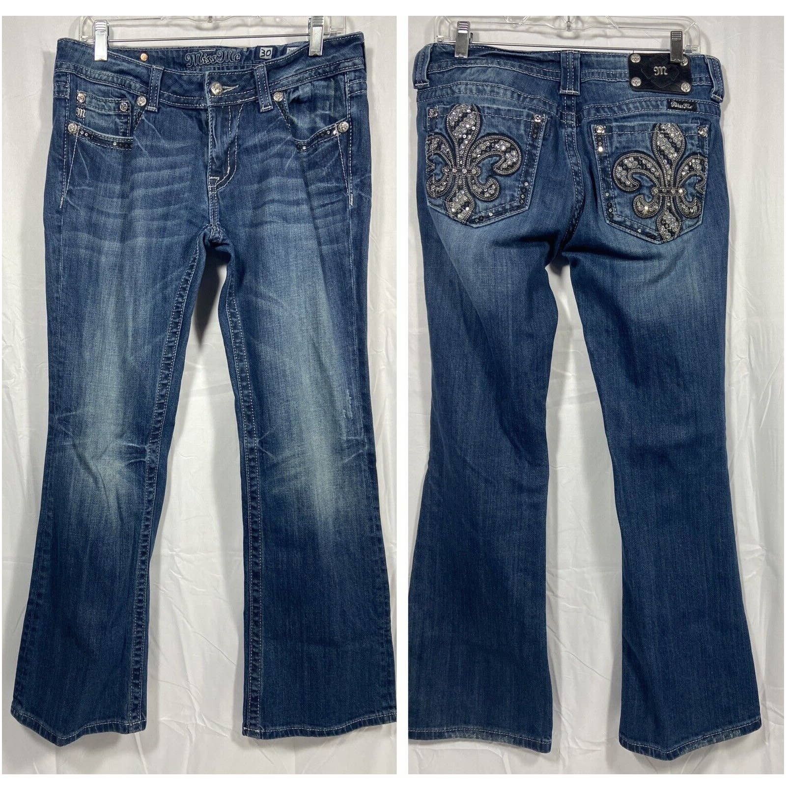 Jean Miss Me Bootcut Stretch Bleu Moyen - Taille 25 X 32 - Occasion En Très Bon état