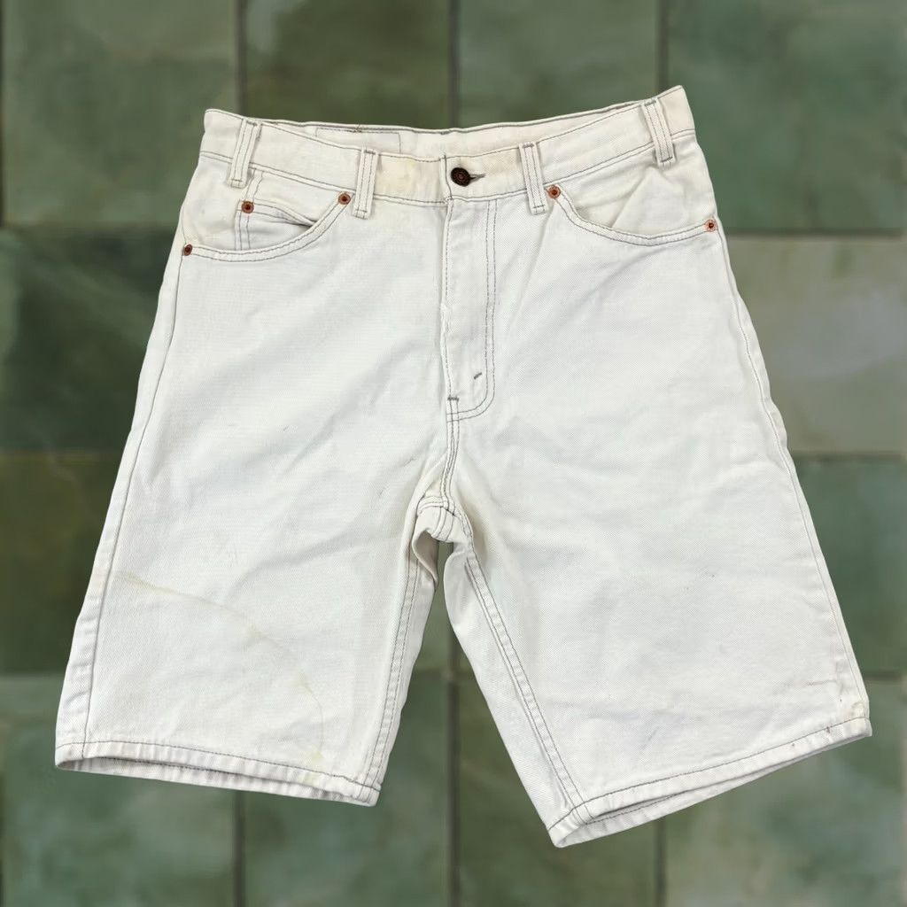 Levi's VINTAGE Levi’s 550 Shorts Men’s 31 White Light Wash Denim Orange Tab 10” Casual 90s USA Mens Size US 31 - 1 Thumbnail