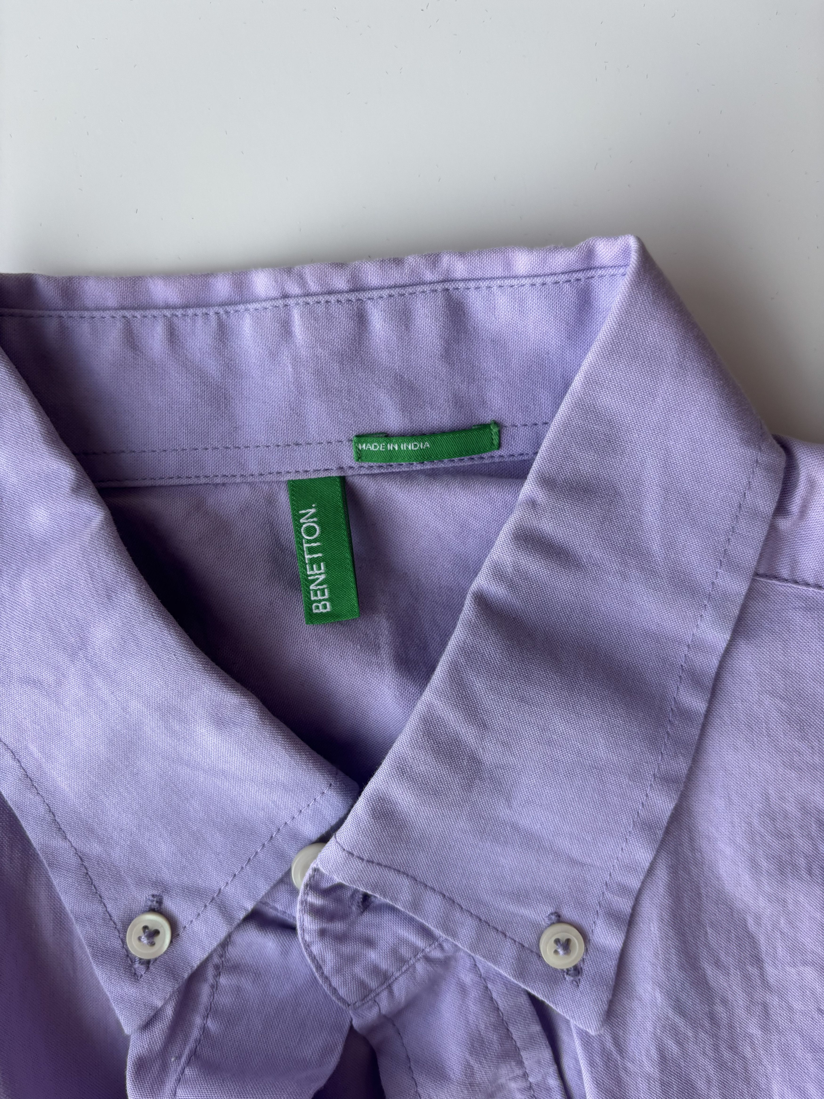 Benetton Lavender Button-Down Shirt Size US M / EU 48-50 / 2 - 2 Thumbnail