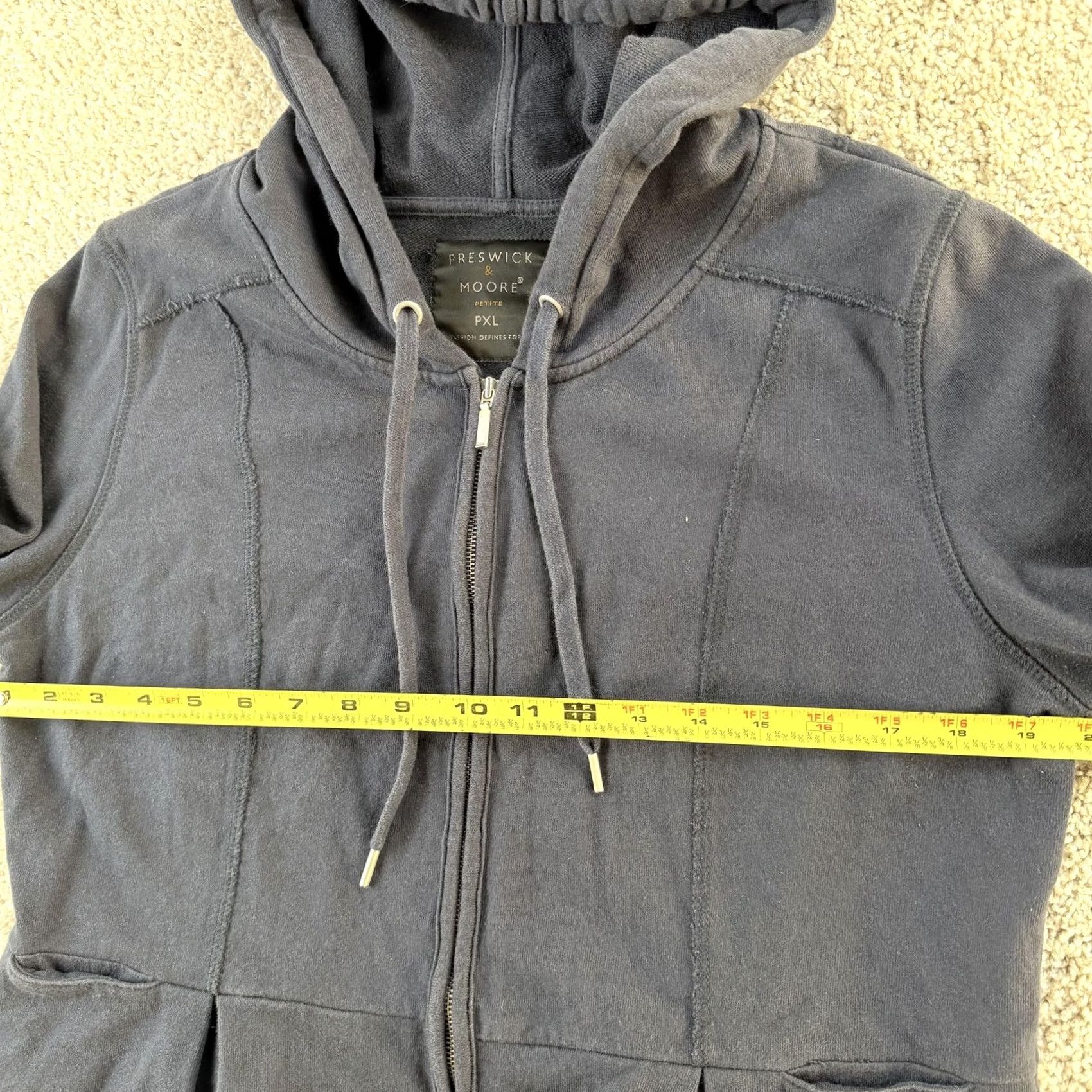 Vintage Y2K Preswick & Moore Jacket Womens PXL Navy Cotton Hooded Zip Pleated Hem Casual Size XL / US 12-14 / IT 48-50 - 6 Thumbnail