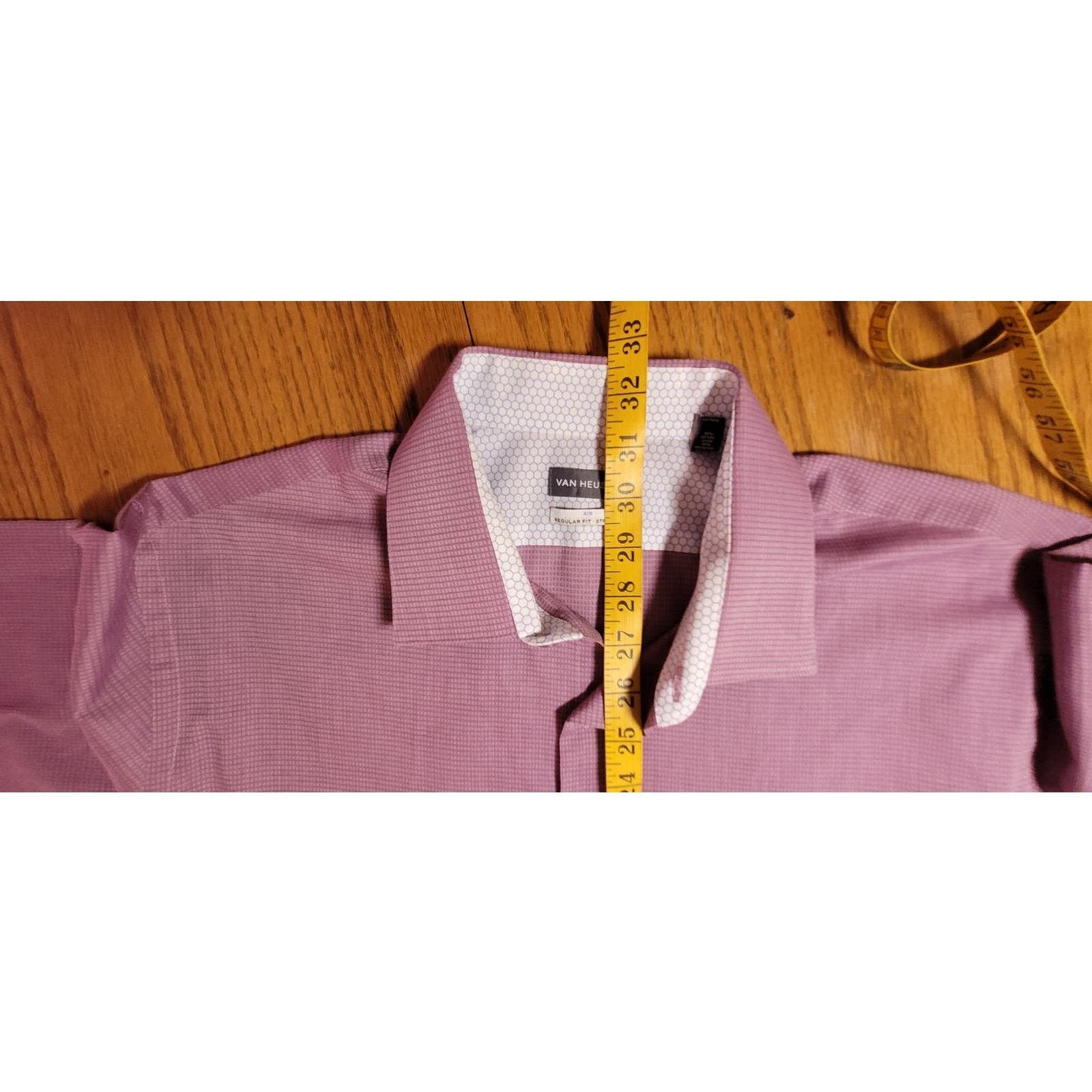 Van Heusen Van Heusen Mens Dress Shirt 17 32/33 Stretch Purple Button Size US S / EU 44-46 / 1 - 4 Thumbnail