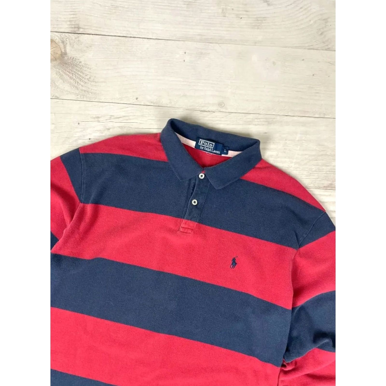 Polo Ralph Lauren VINTAGE Polo Ralph Lauren Long Sleeve Shirt Rugby Striped Men Size L Red (90s) Mens Size US L / EU 52-54 / 3 - 2 Thumbnail