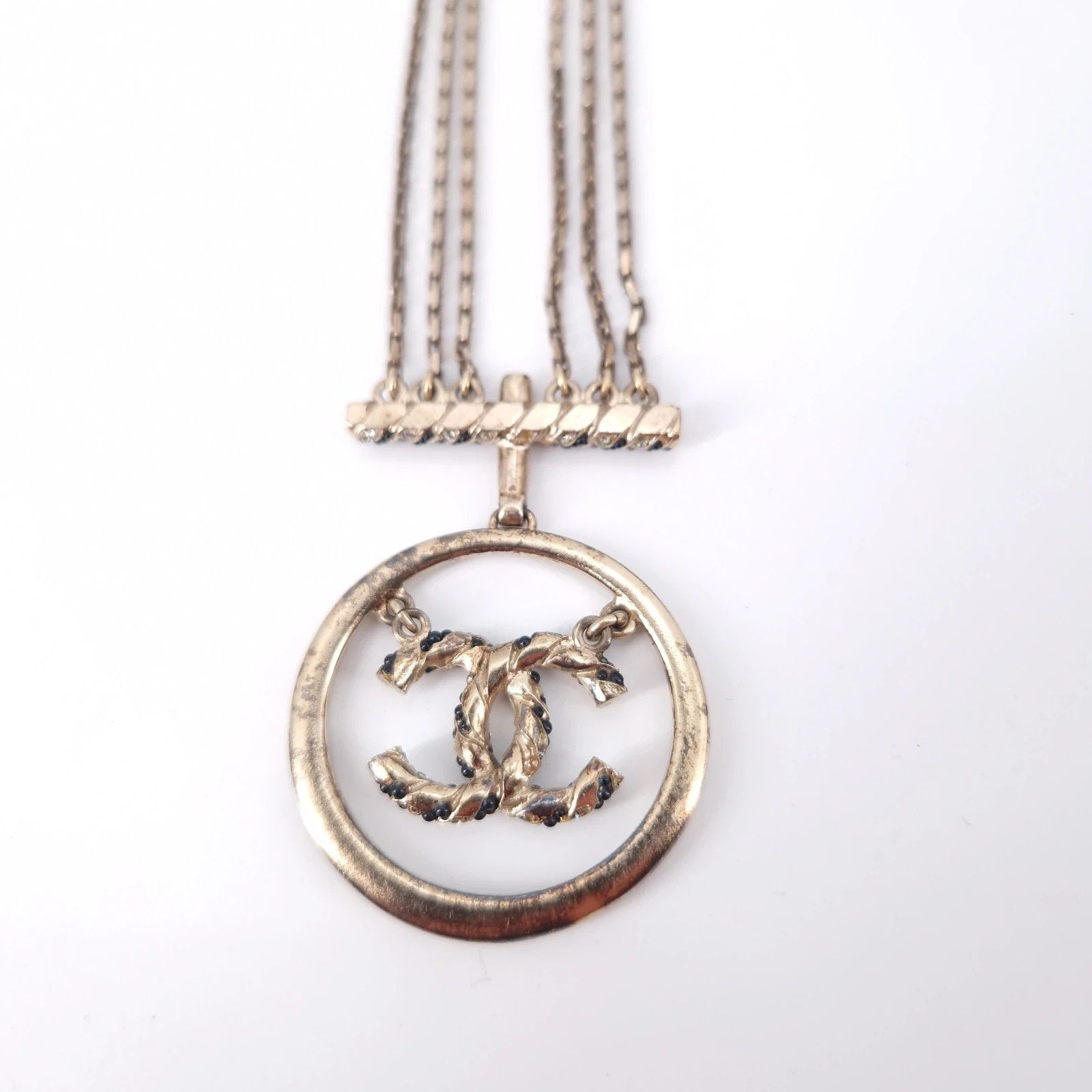 Chanel Chanel Crystal CC Pendant Triple Chain Necklace Size ONE SIZE - 8 Thumbnail