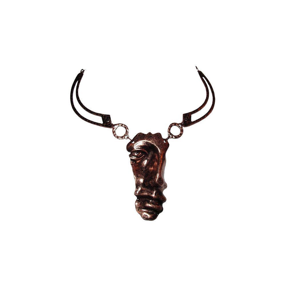 Designer Abstract Copper Plated Figural Face Necklace Size ONE SIZE - 1 Thumbnail