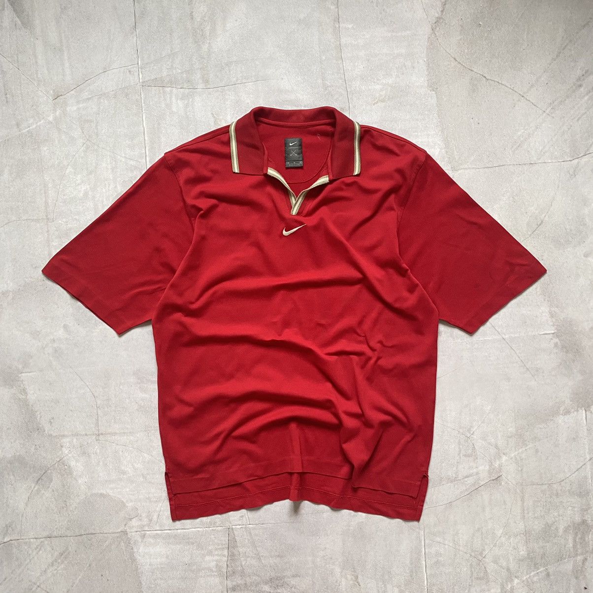 Vintage Nike Tiger Woods Central Swoosh Logo Golf Polo Red
