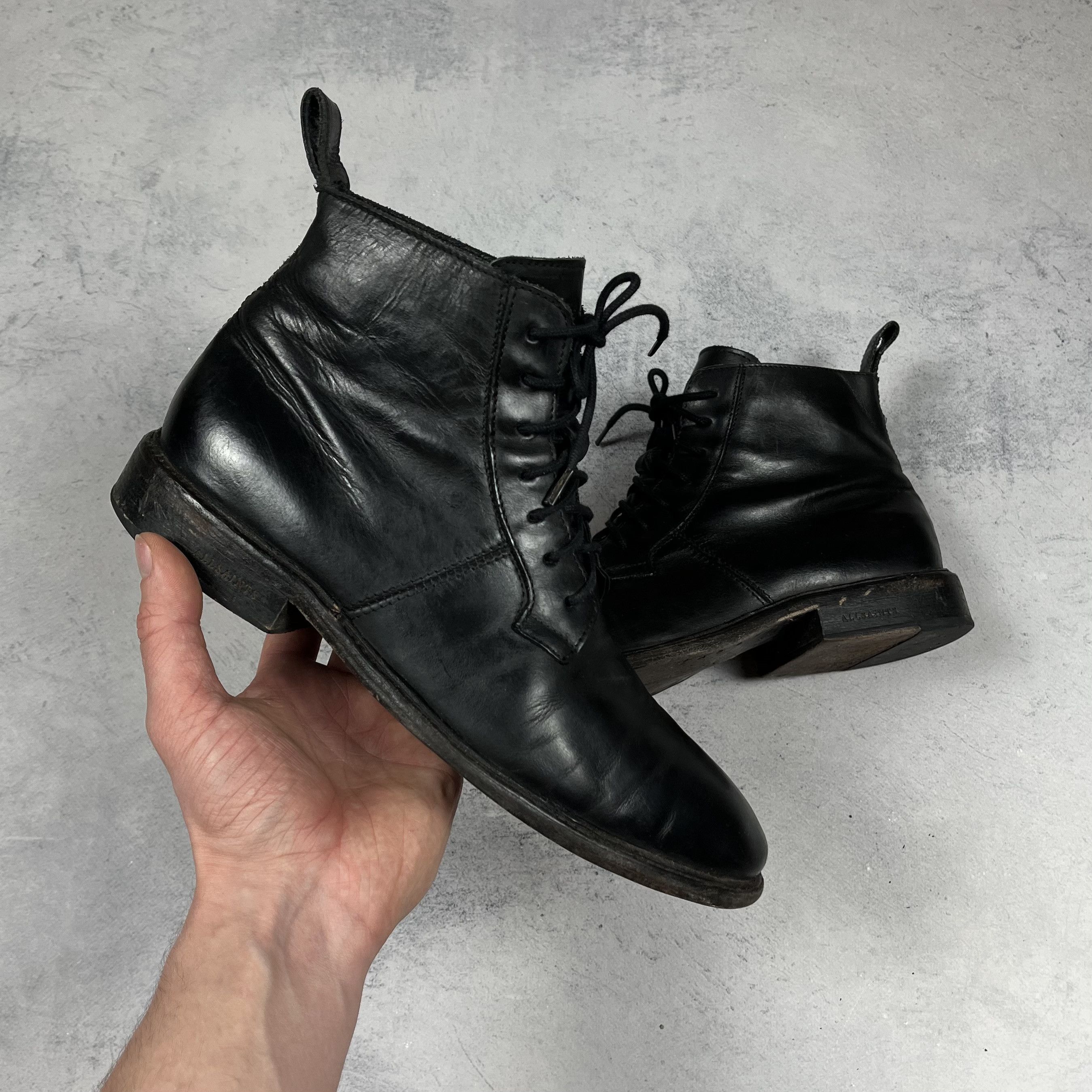 Allsaints Designer AllSaints Lace-Up Black Leather Boots Size US 8 / EU 41 - 2 Thumbnail
