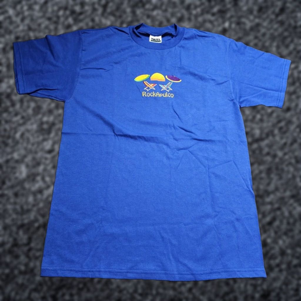 Tultex VINTAGE Tultex T-Shirt Mens L RockApulco NYC Embroidered 80s VTG Crew Neck Blue Cotton Short Sleeve 80s Beach Mens Size US L / EU 52-54 / 3 - 1 Thumbnail