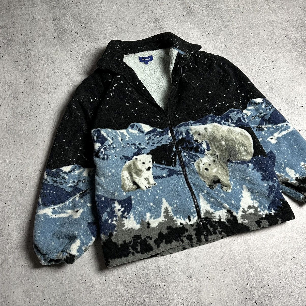Vintage Polar Bear Zip All Over Print Fleece Jacket Size US L / EU 52-54 / 3 - 4 Thumbnail