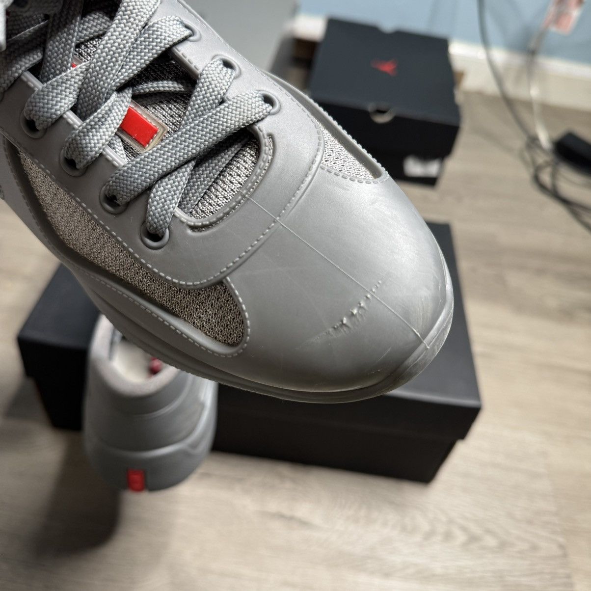 Prada Prada America’s Cup Sneaker Soft Rubber Steel Grey Size US 8 / EU 41 - 10 Thumbnail