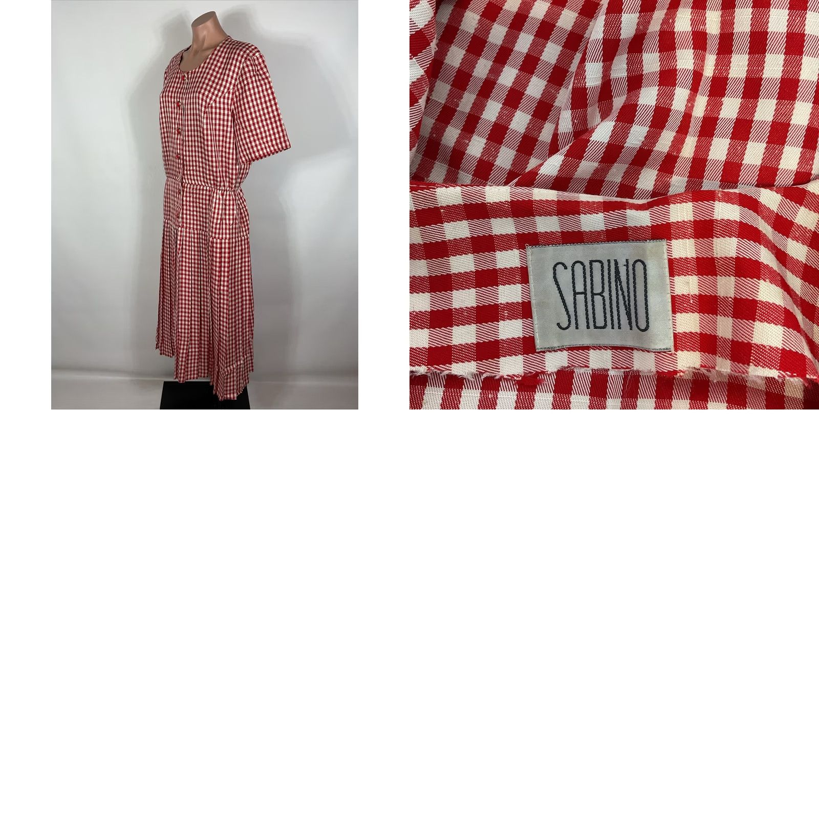 Vintage Vtg 80s Dress Western Cowgirl Red Checkered Midi A-Line Button Down sz L Size L / US 10 / IT 46 - 8 Thumbnail