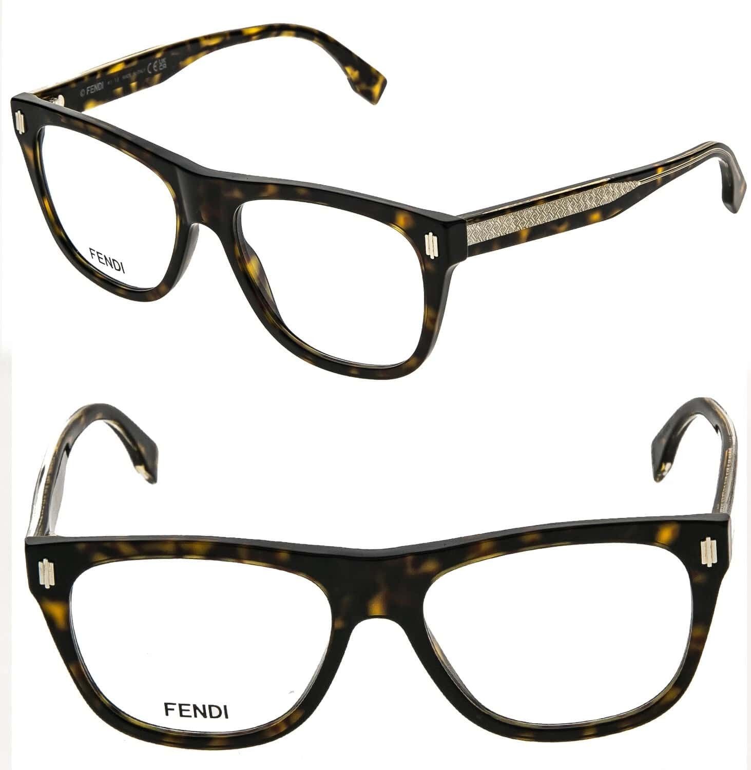 Fendi FENDI 50070 Brown Havana Gold Print Eyeglasses FE50070I 052 Size ONE SIZE - 1 Thumbnail