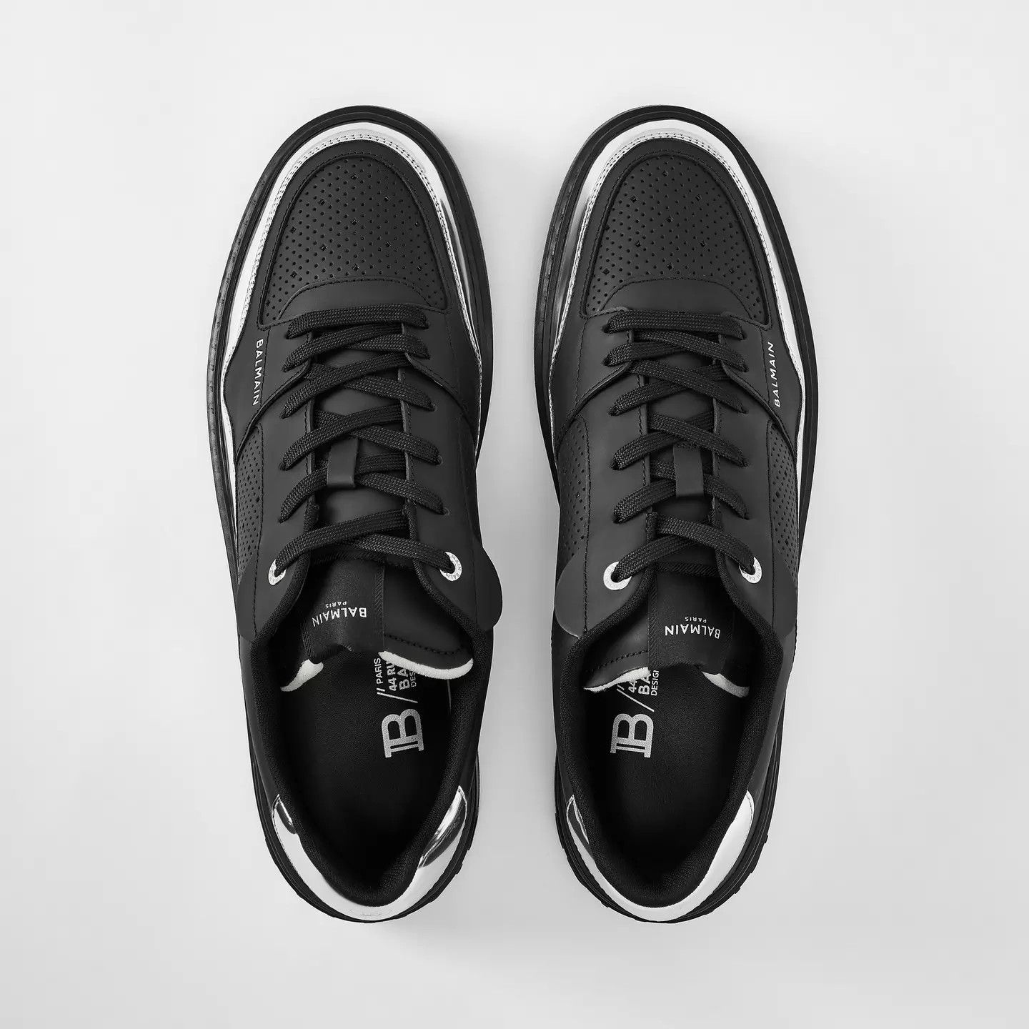 Balmain o1g2r1mq0426 B Court Flip Low-Top Trainers in Black/Silver Size US 9 / EU 42 - 5 Thumbnail