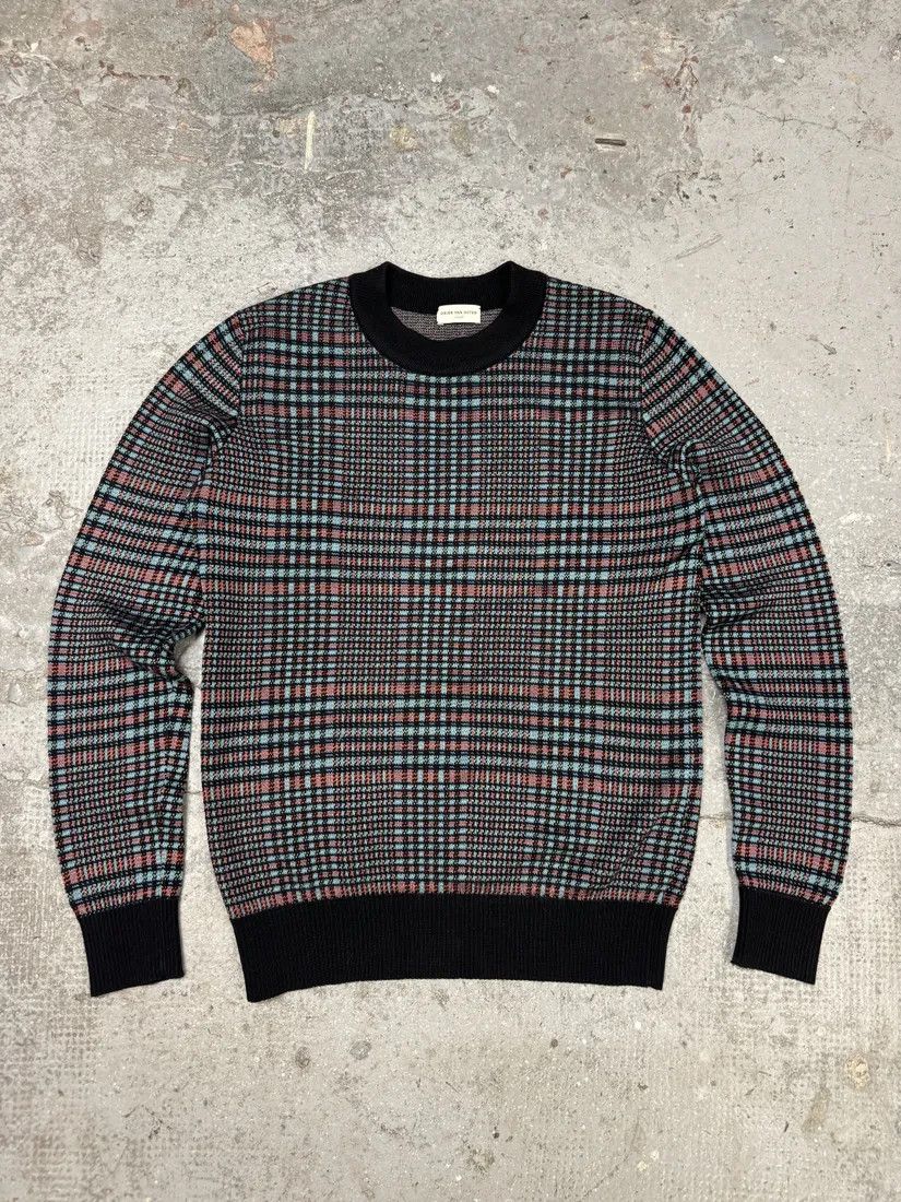 Dries Van Noten Geometrical Pattern Wool Knit Sweater