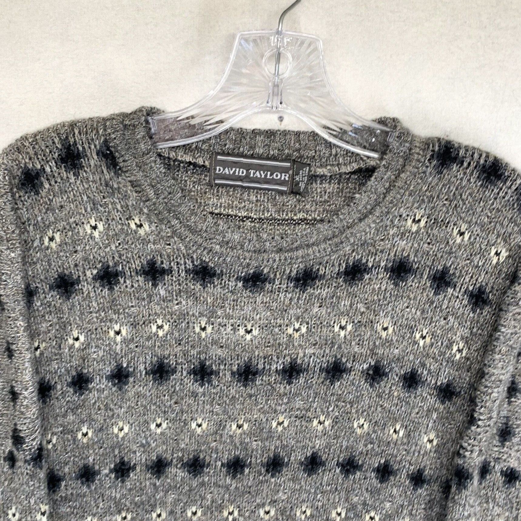 Vintage VINTAGE David Taylor Sweater Shirt Mens XL Gray Geometric Knit Crew Neck USA 90s Bohemian Retro Pullover Mens Seasonal Fall Winter Size US XL / EU 56 / 4 - 5 Thumbnail