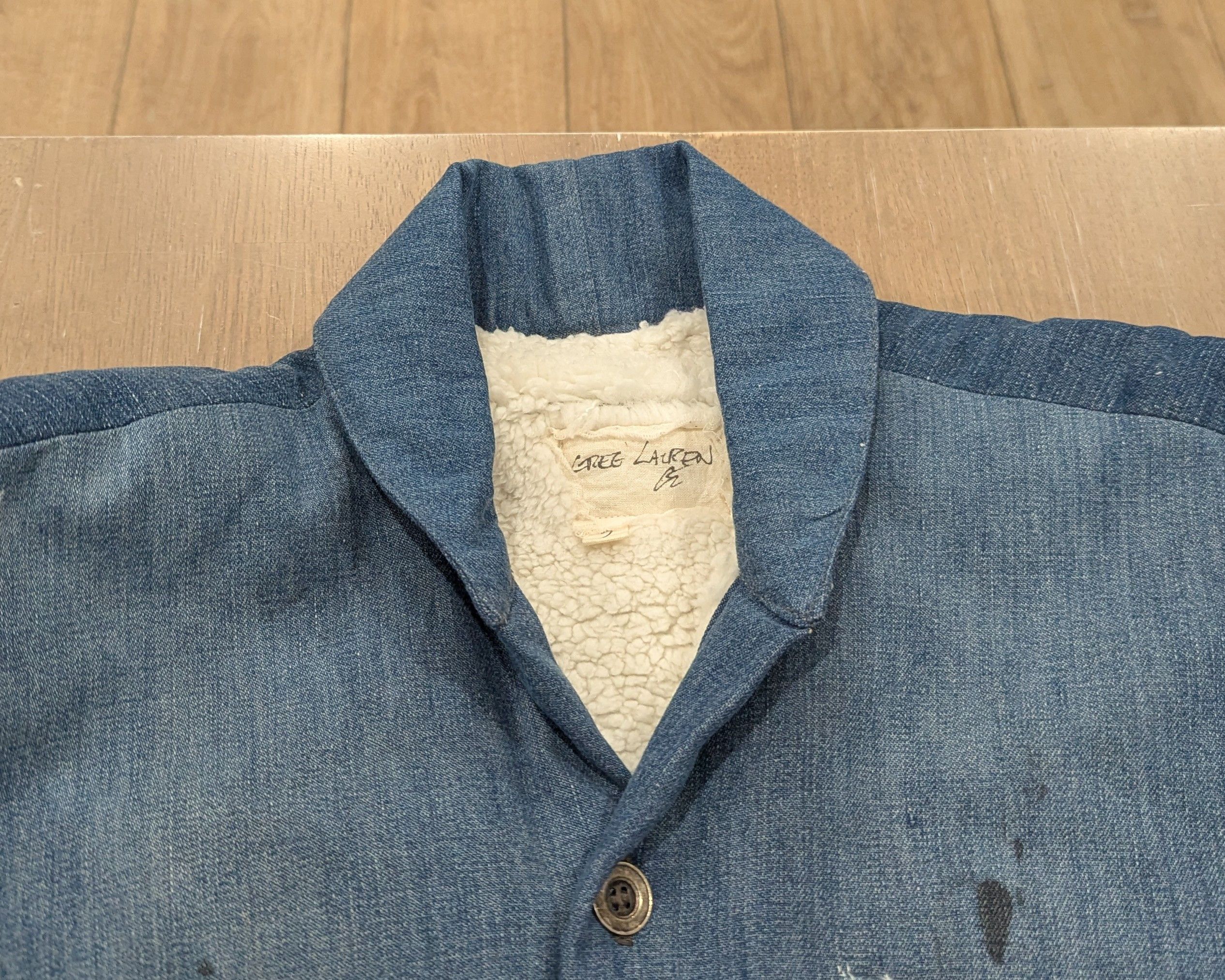 Greg Lauren Greg Lauren Sherpa Linen Denim Shawl Jacket Denim 2 - Medium Size US M / EU 48-50 / 2 - 2 Thumbnail