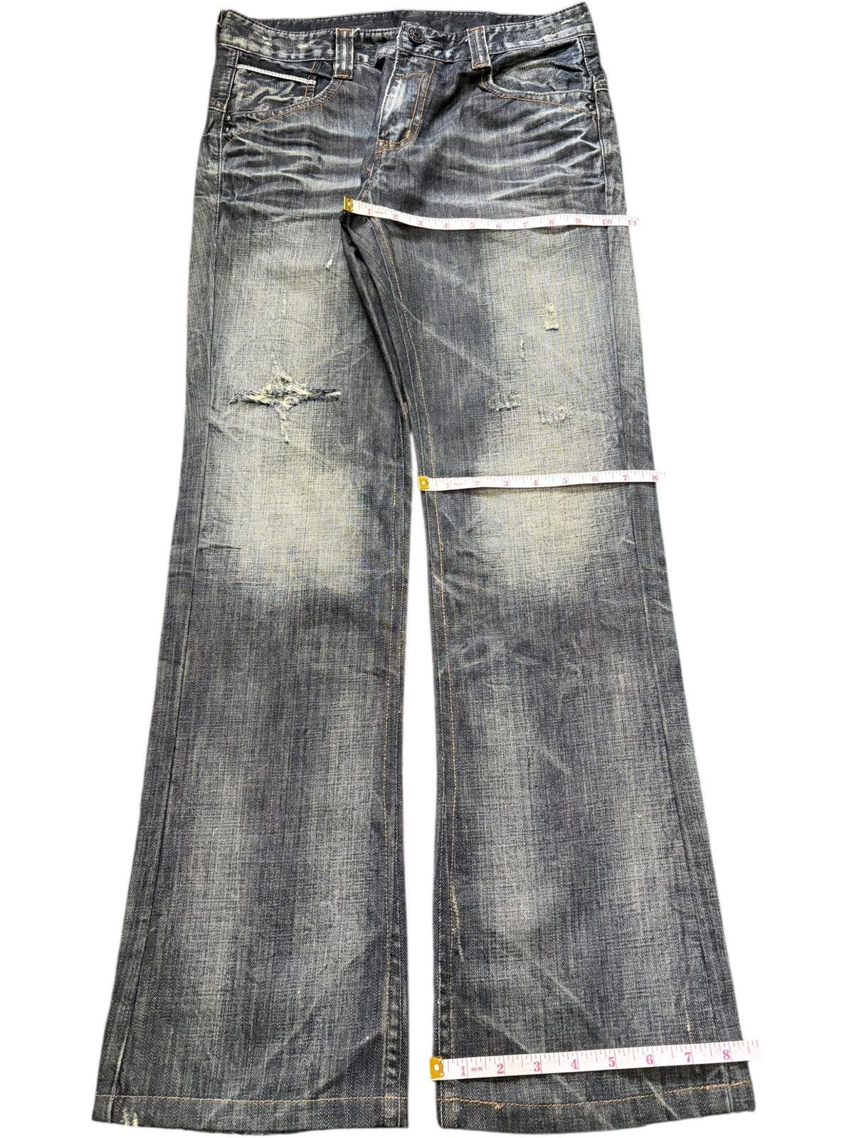 Tornado Mart Vintage Japanese Brand Faded Wash Distress Flare Jeans Size 31" - 8 Thumbnail