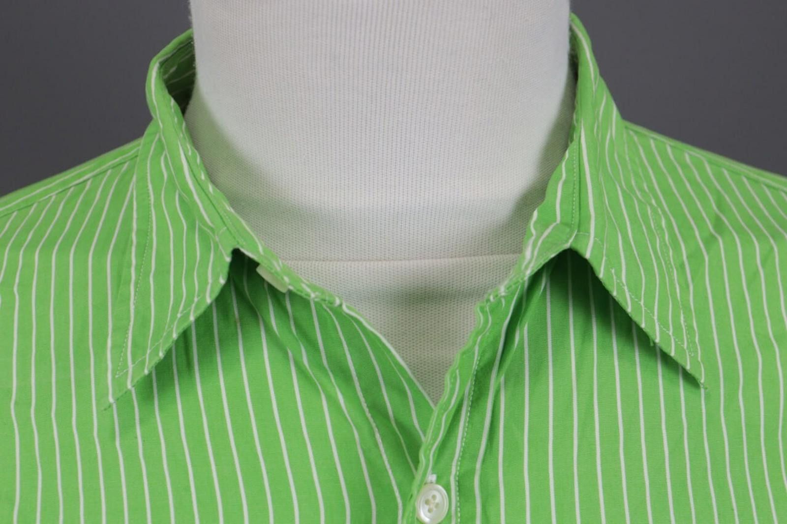 J.Crew J.Crew Tailored Fit Green Striped Dress Shirt Size 42 / L Size US L / EU 52-54 / 3 - 4 Thumbnail