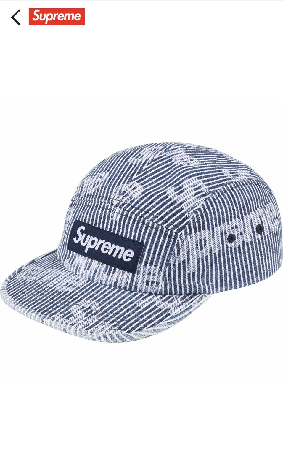 Supreme Supreme denim stripe camp cap | Grailed