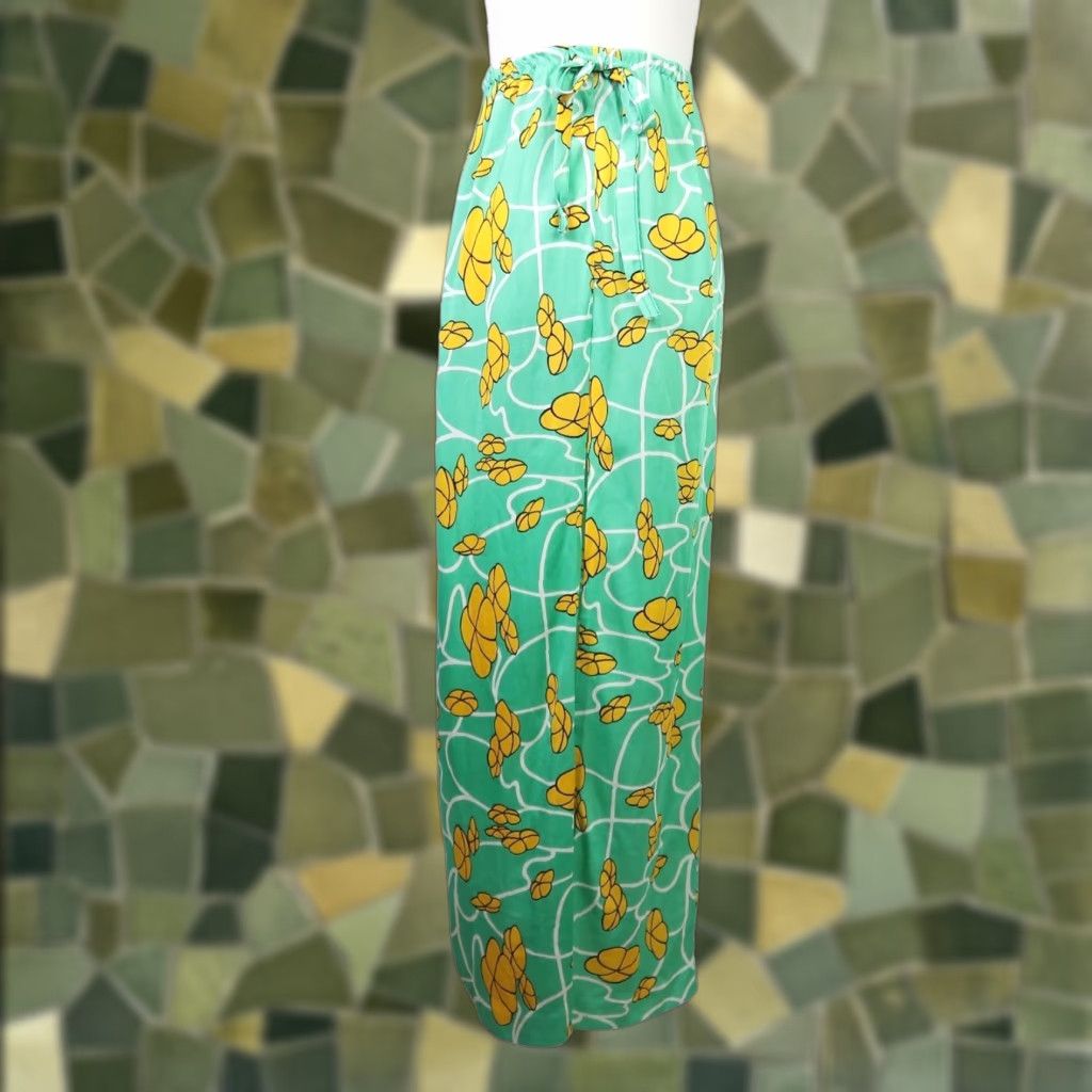 Vintage VINTAGE Sinclair Maxi Skirt S Floral Green Yellow Hippie 70s Women Long Spring Summer Size 28" / US 6 / IT 42 - 1 Thumbnail