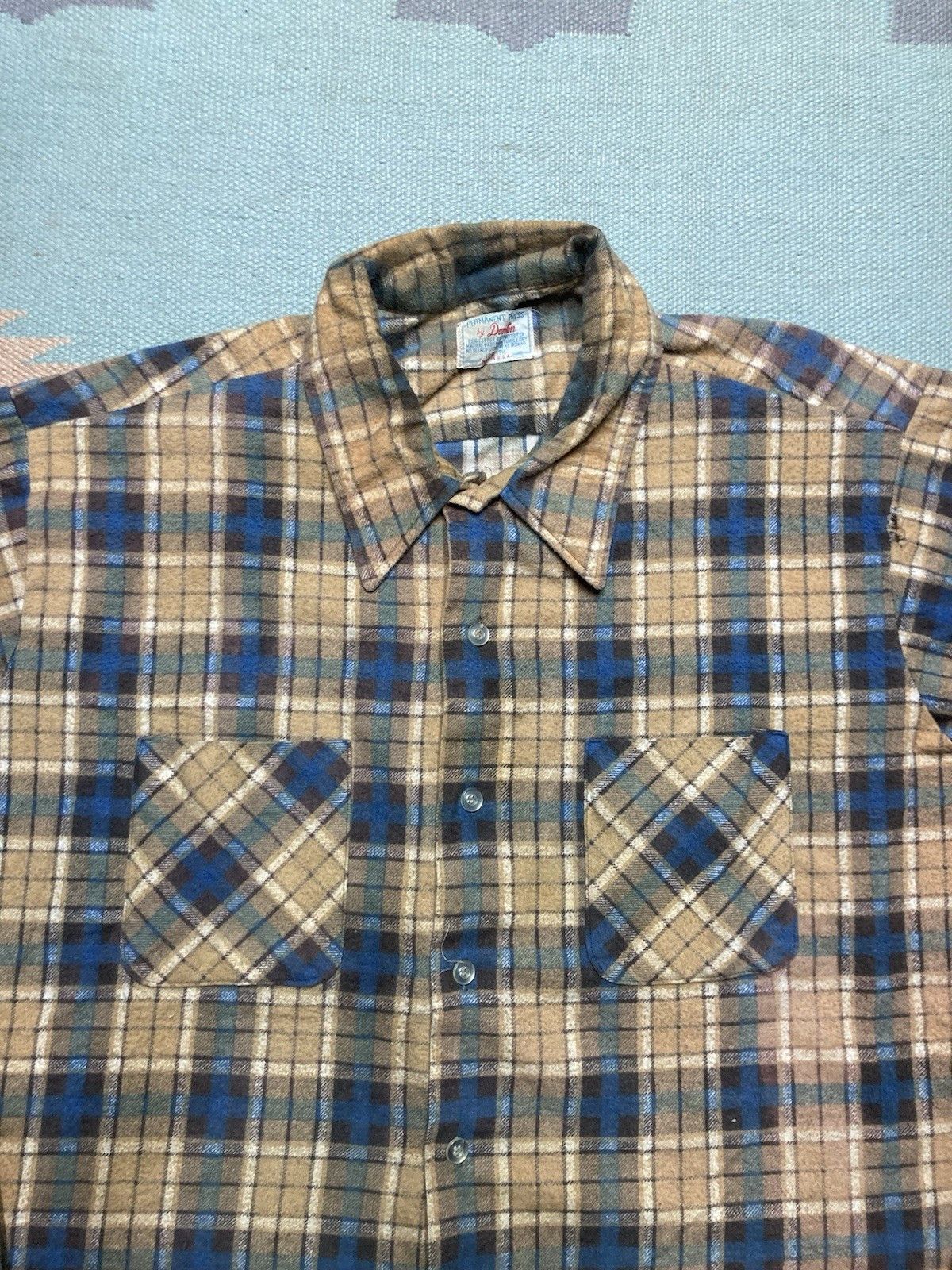 Vintage Vintage 70s flannel shirt mostly cotton plaid USA XL Size US XL / EU 56 / 4 - 2 Thumbnail