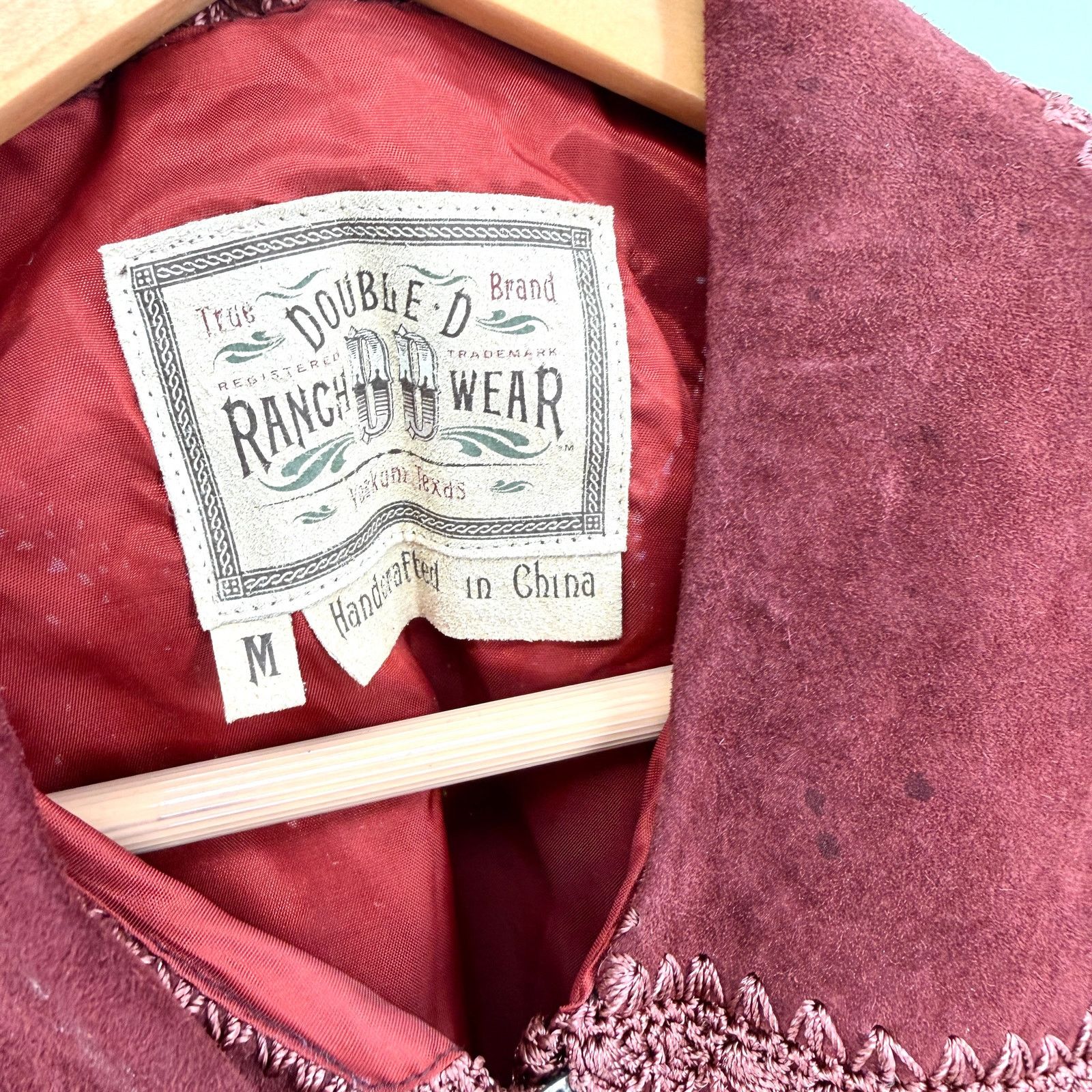 Double D Ranch Vintage 90s Maroon Genuine Suede Concho Button Vest Size M / US 6-8 / IT 42-44 - 6 Thumbnail