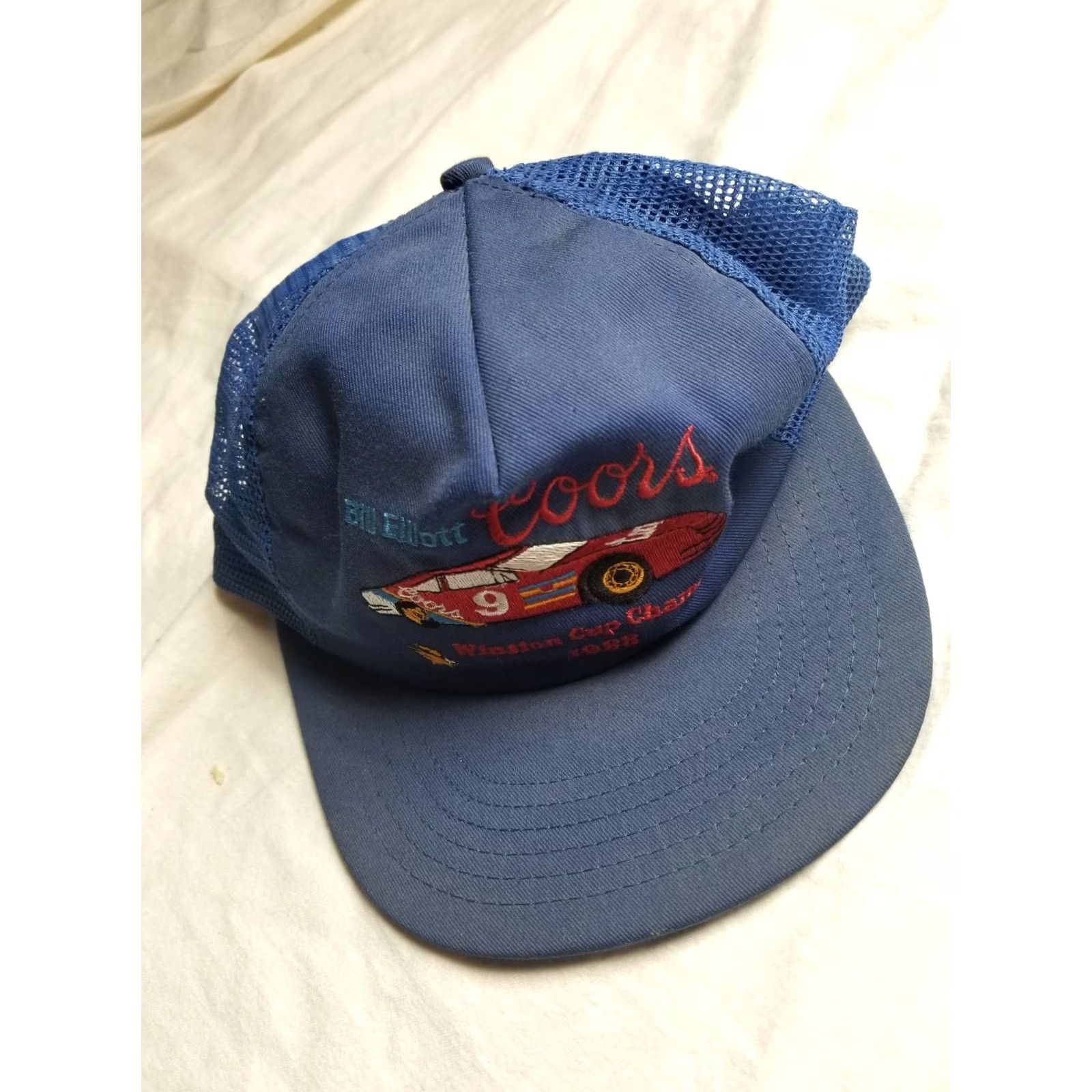 NASCAR VINTAGE Bill Elliot Snapback Trucker Hat Caps 80s USA RARE WINSTON COORS NASCAR Hat Mens Size ONE SIZE - 8 Thumbnail
