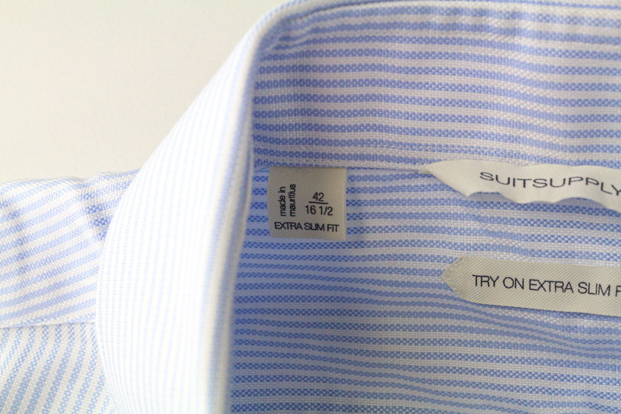 Suitsupply 42/16 1/2 Extra Slim Blue Cotton Stripe Shirt 79251 Size 42R - 5 Thumbnail
