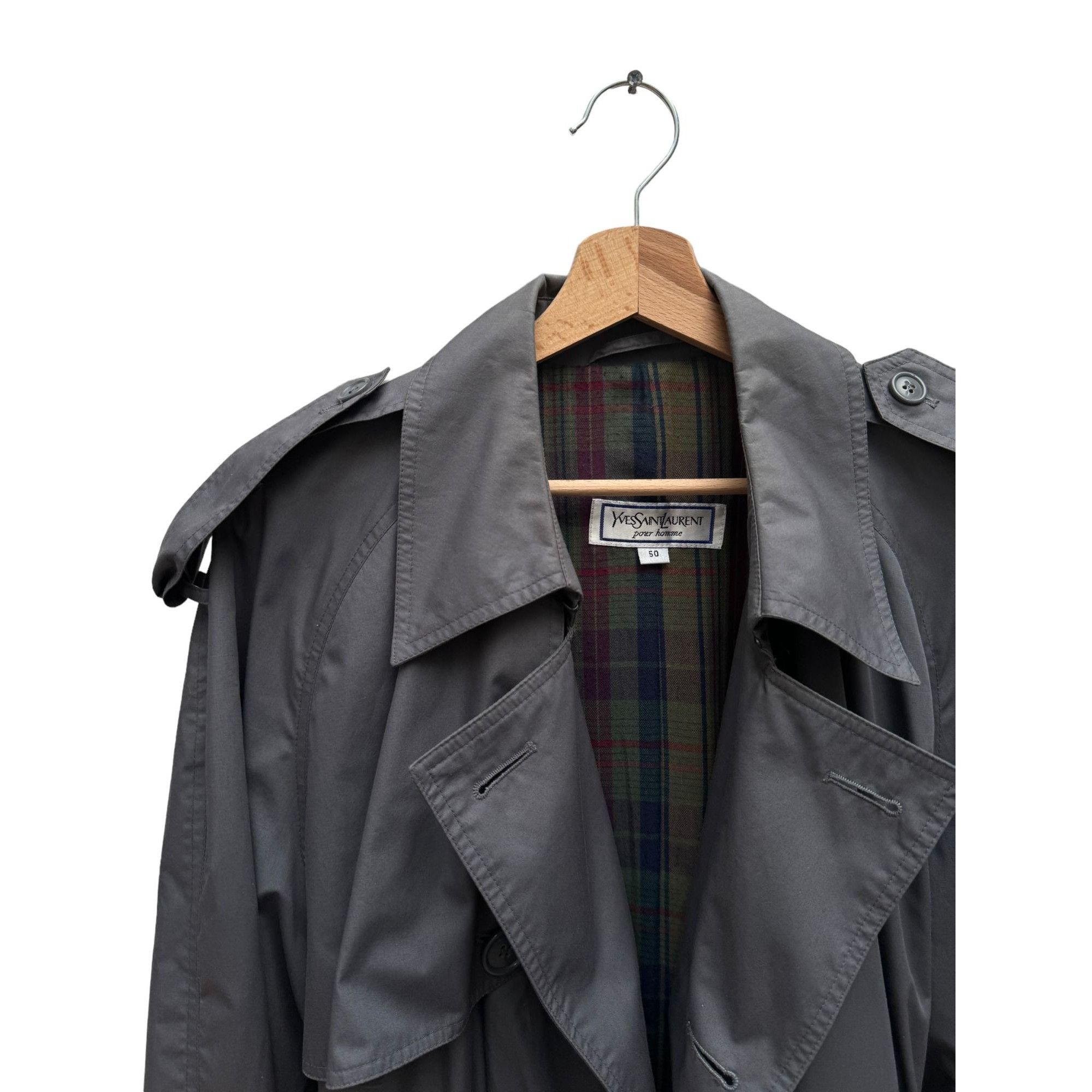 Yves Saint Laurent Vintage Grey Trench Coat Size US M / EU 48-50 / 2 - 3 Thumbnail