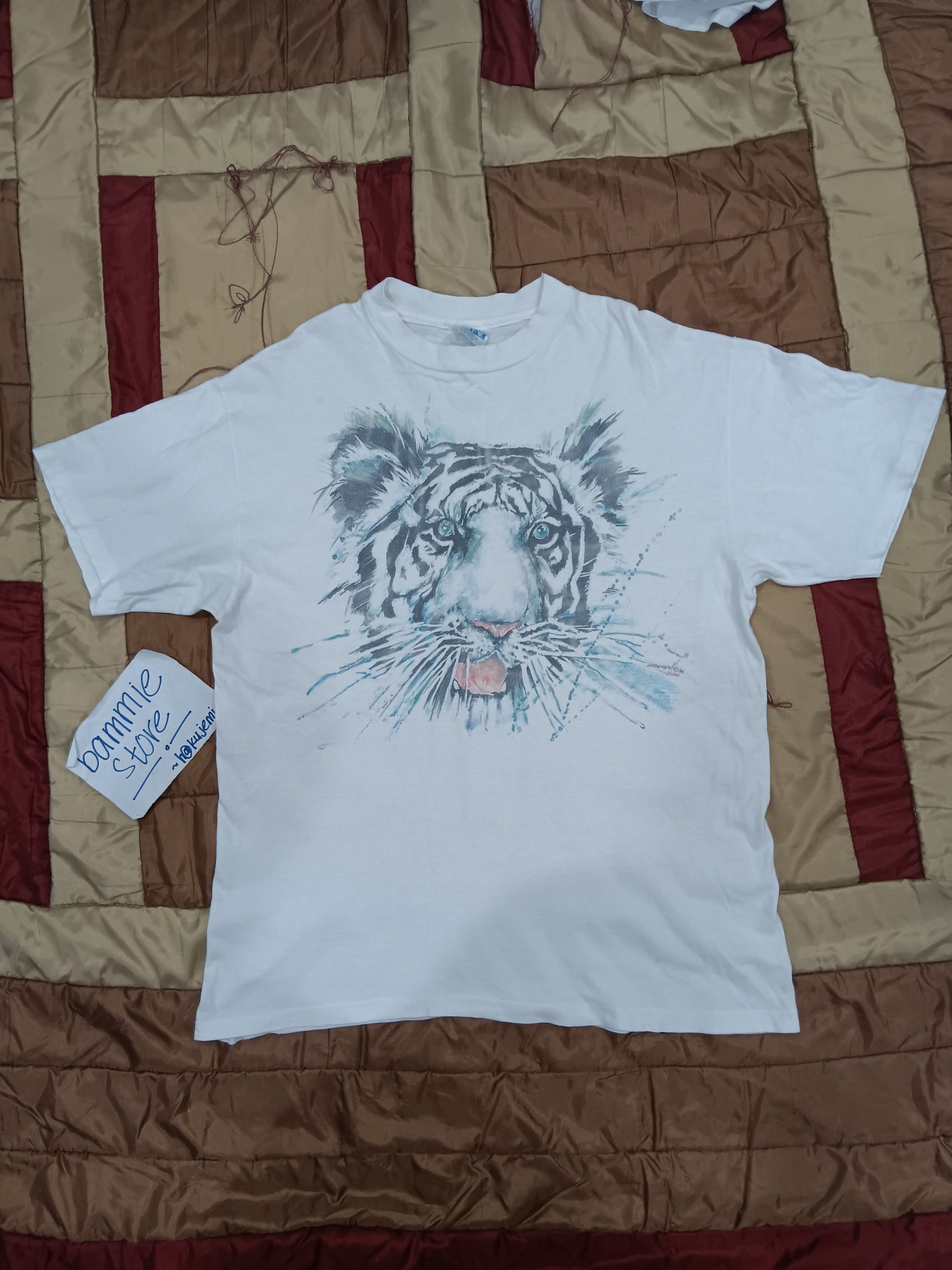 Vintage Vintage 80s White Tiger T-shirt Size US XL / EU 56 / 4 - 2 Thumbnail